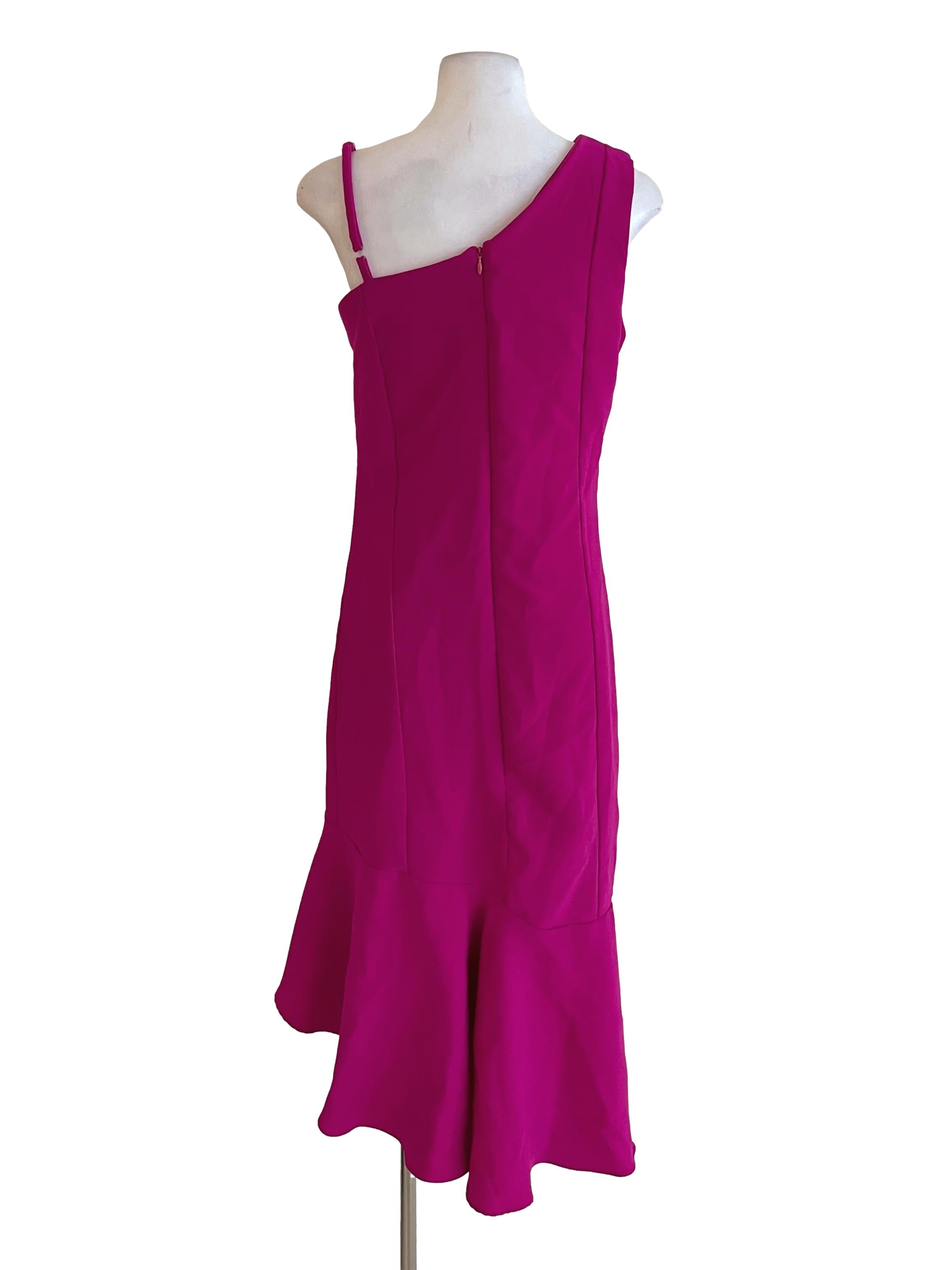 Magenta  Asymmetric Bodycon Dress