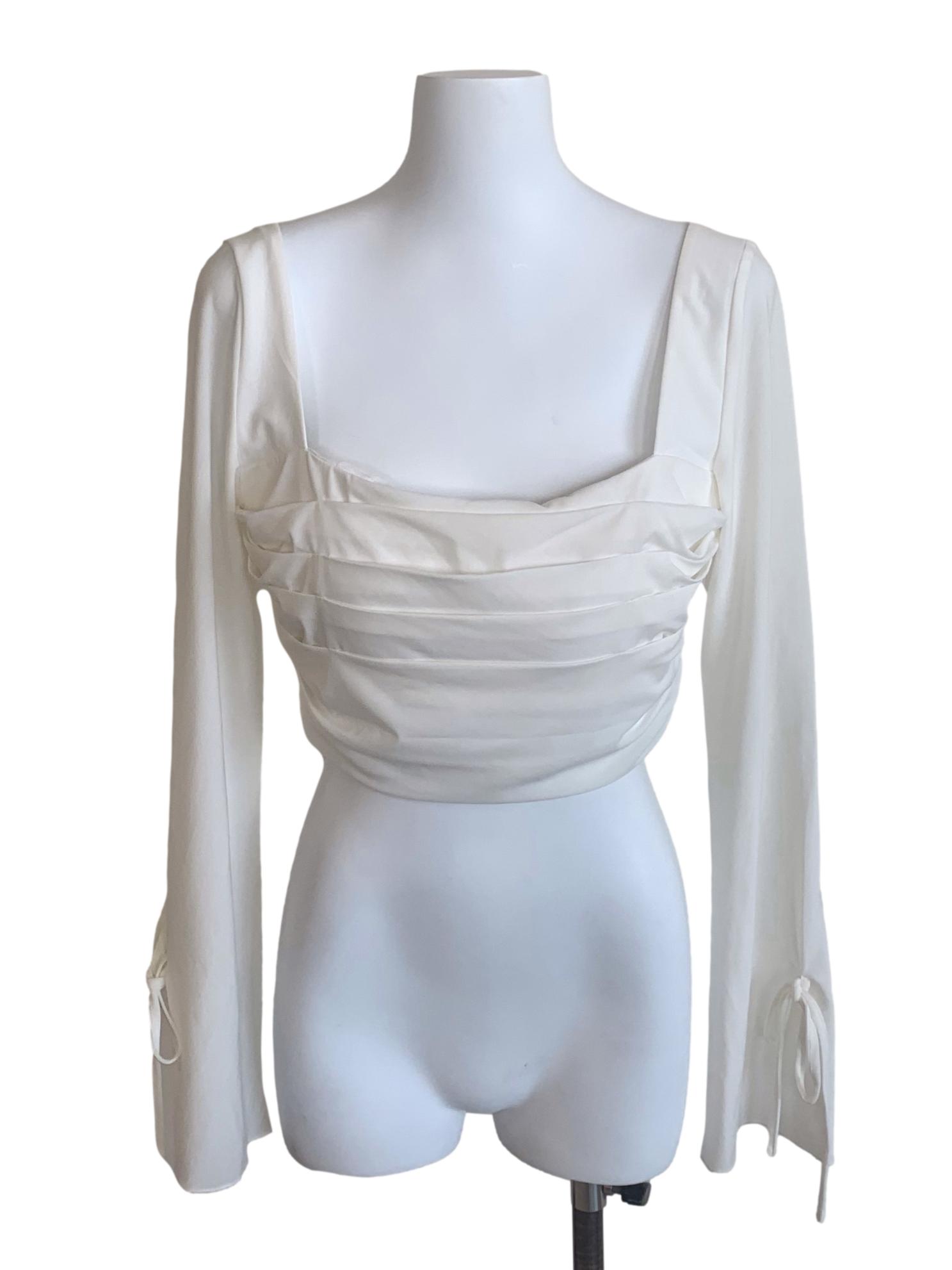 Pearl White Square Neck Top