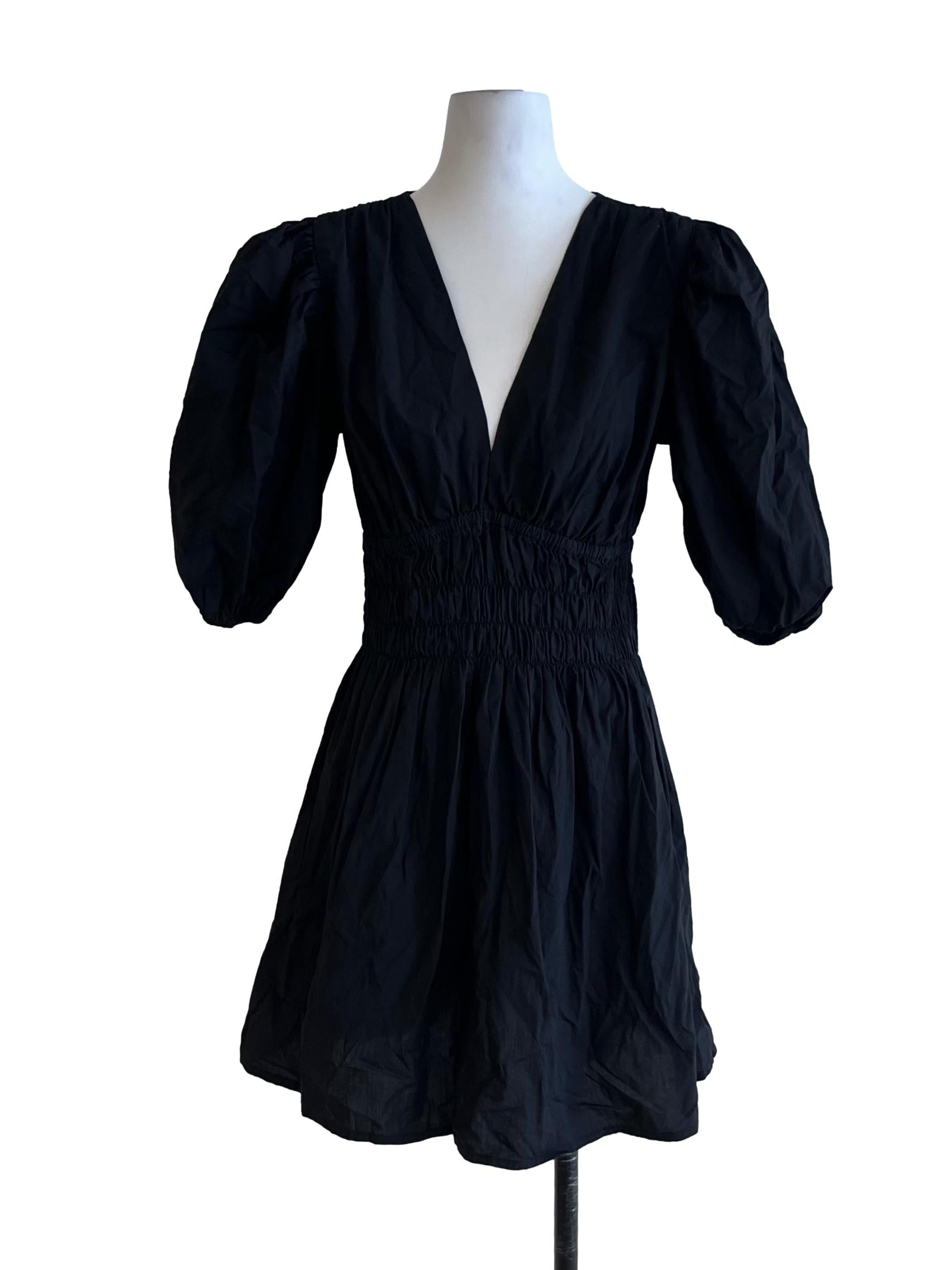 Black V-Neckline Empire Dress