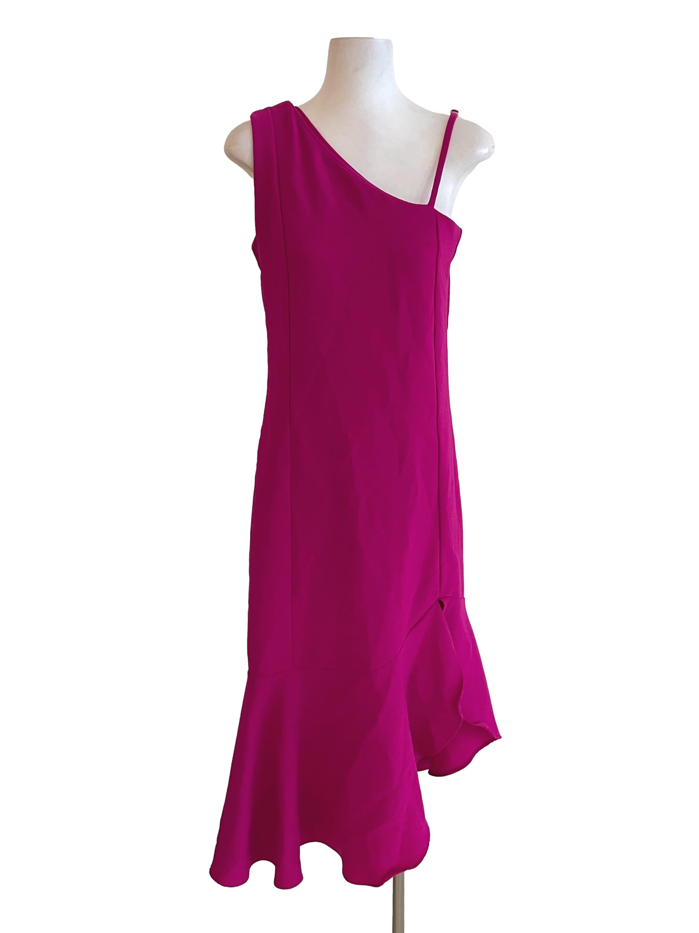 Magenta  Asymmetric Bodycon Dress