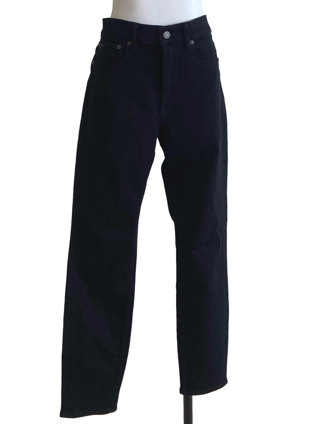 Black Herringbone Straight Jeans