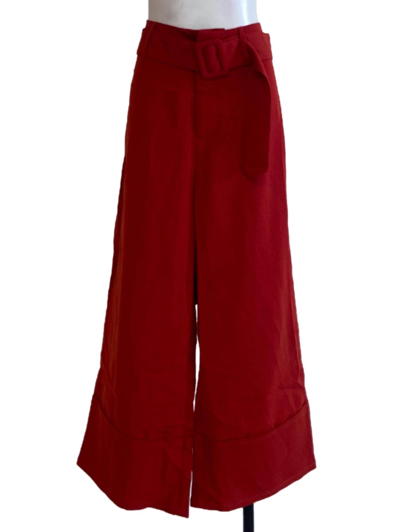Red Twill Palazzo Pants