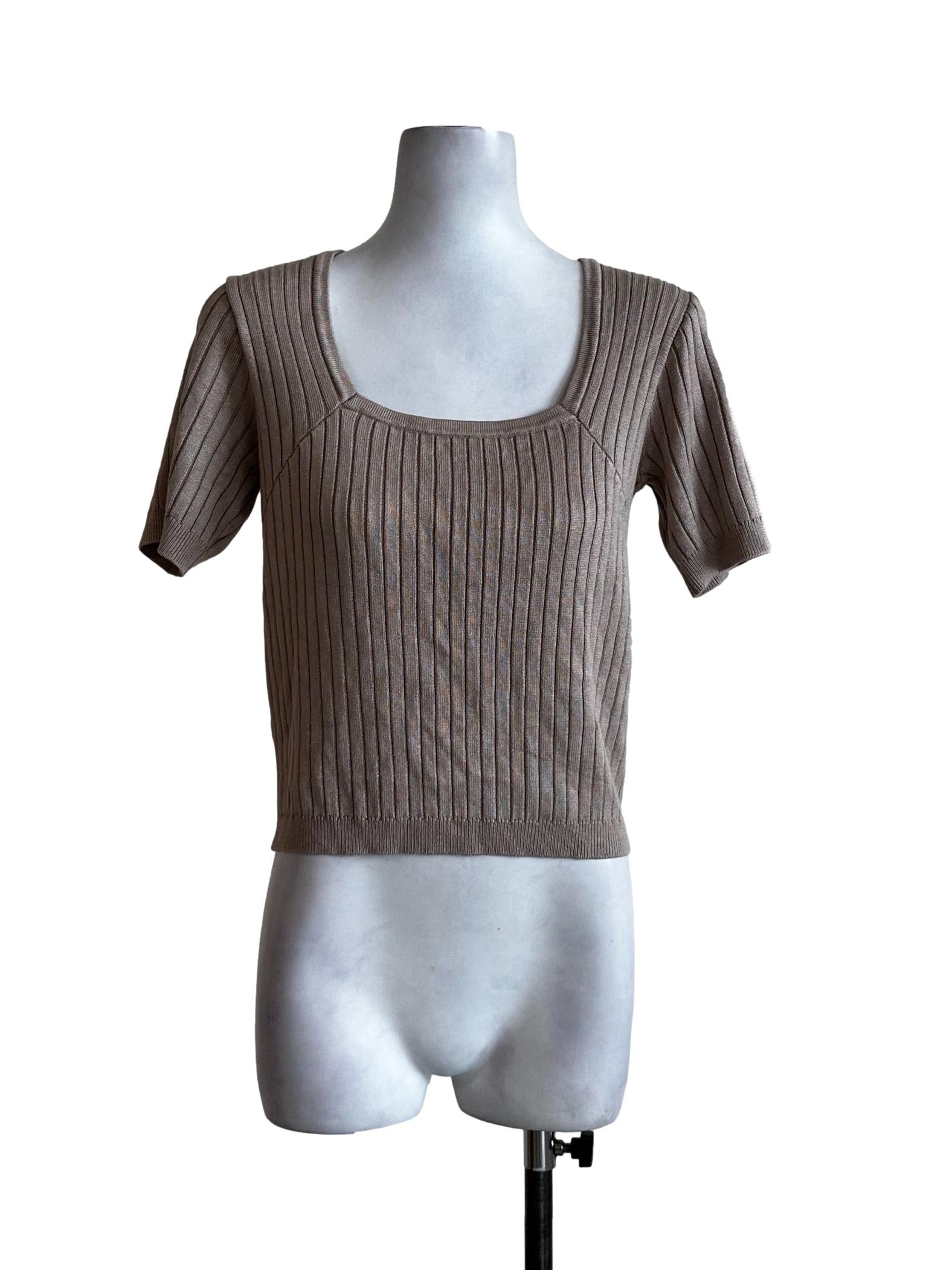 Peanut Brown Chalk Stripes Top
