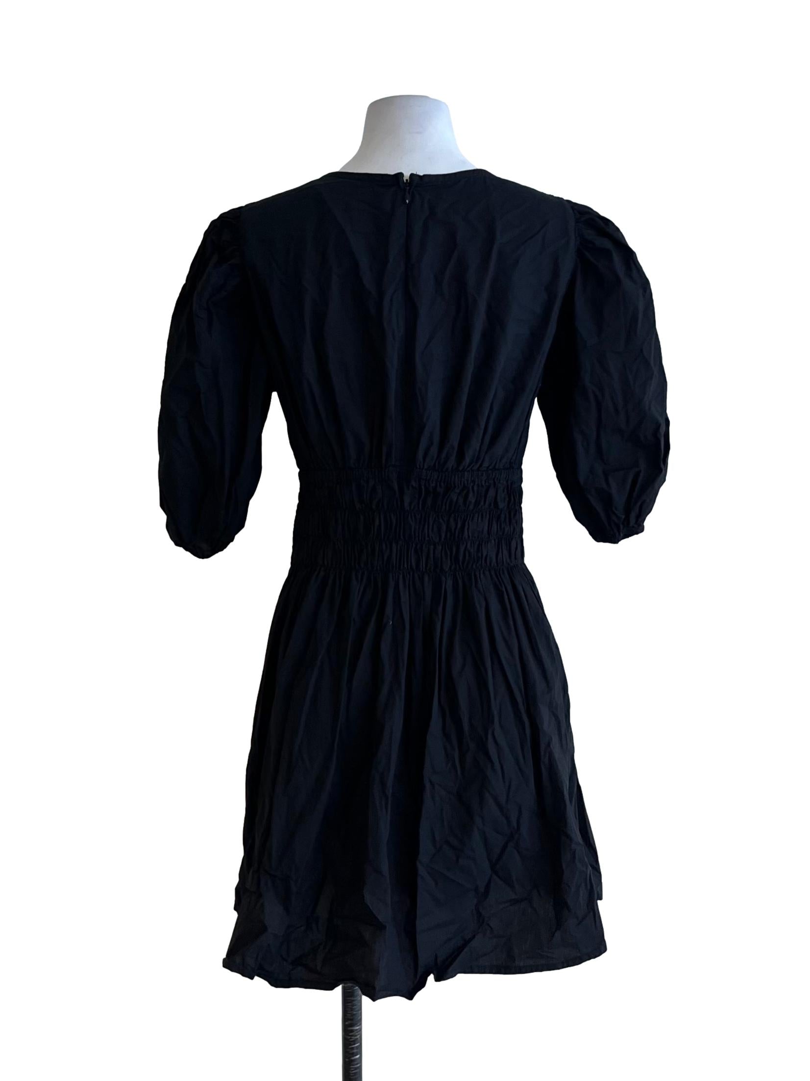 Black V-Neckline Empire Dress