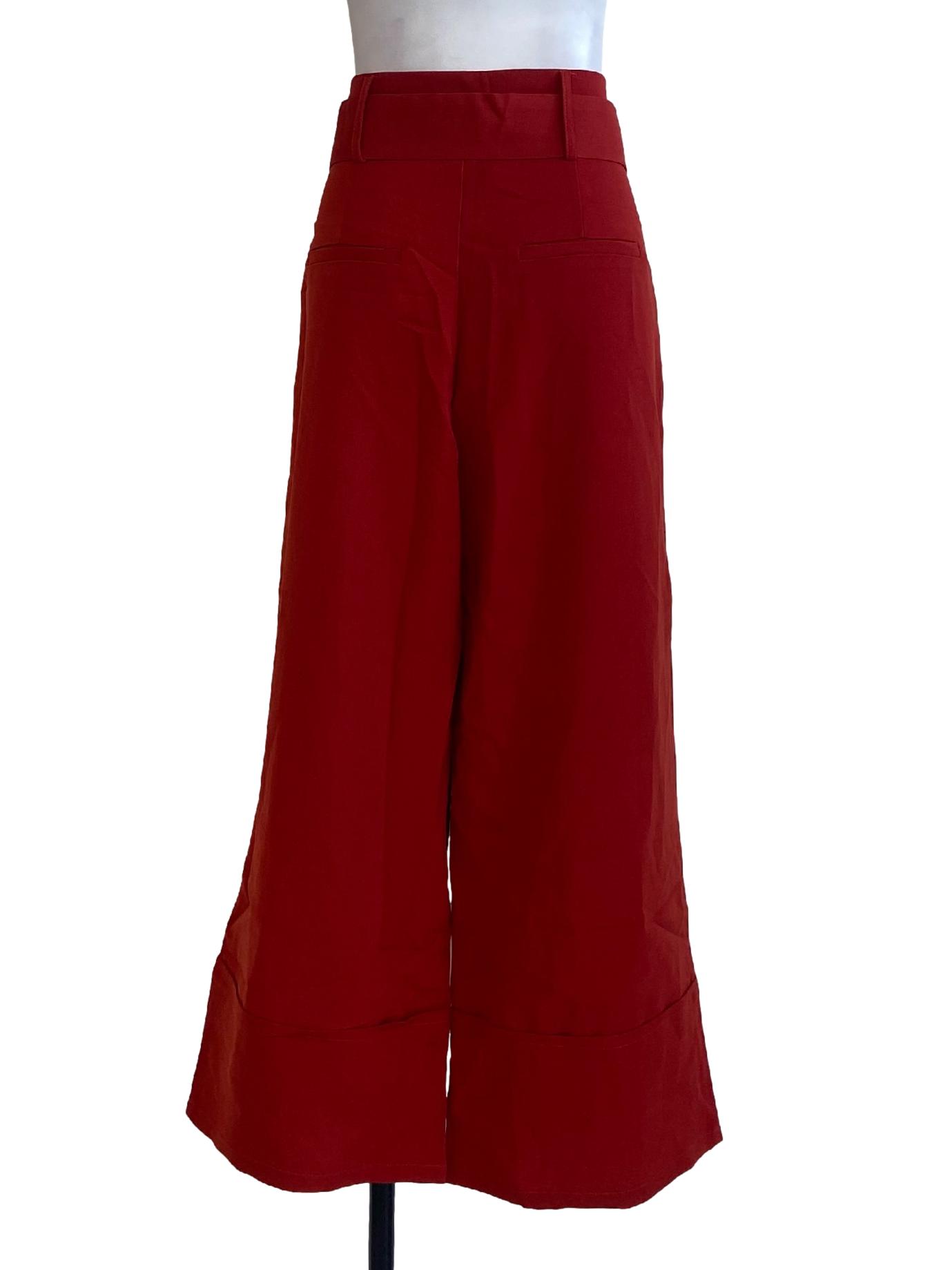 Red Twill Palazzo Pants