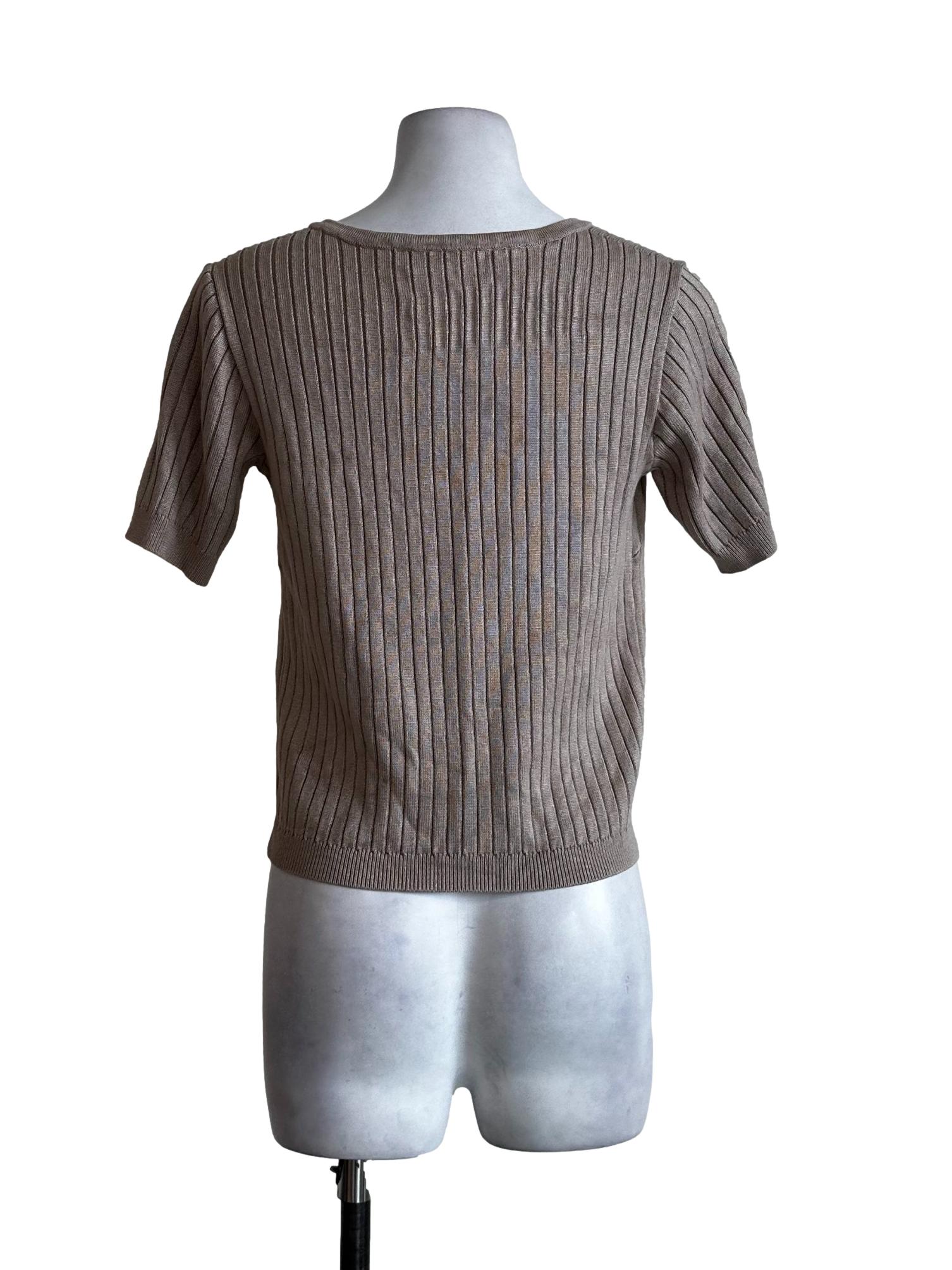 Peanut Brown Chalk Stripes Top