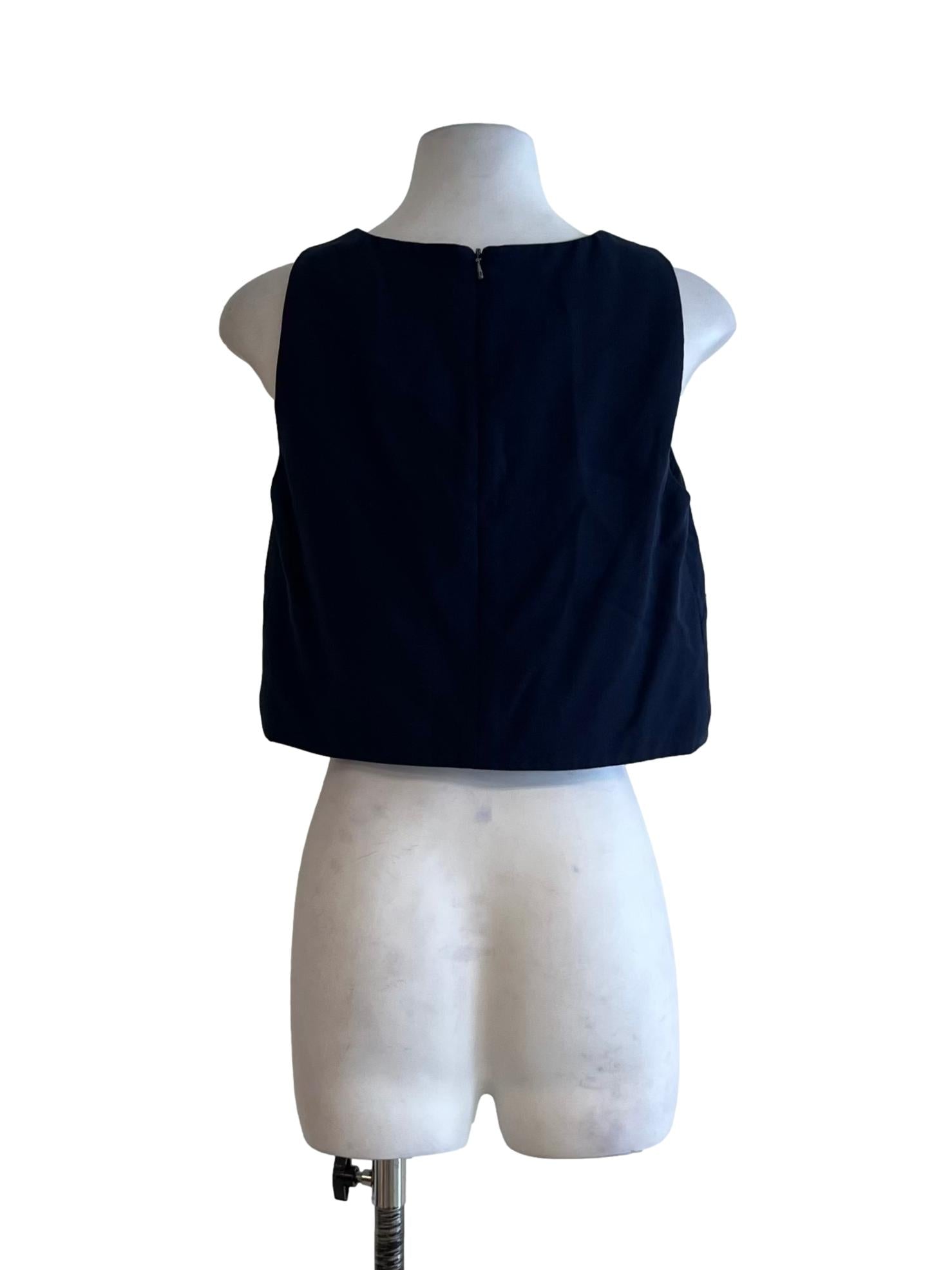 Navy Blue V-Neckline Sleeveless Top