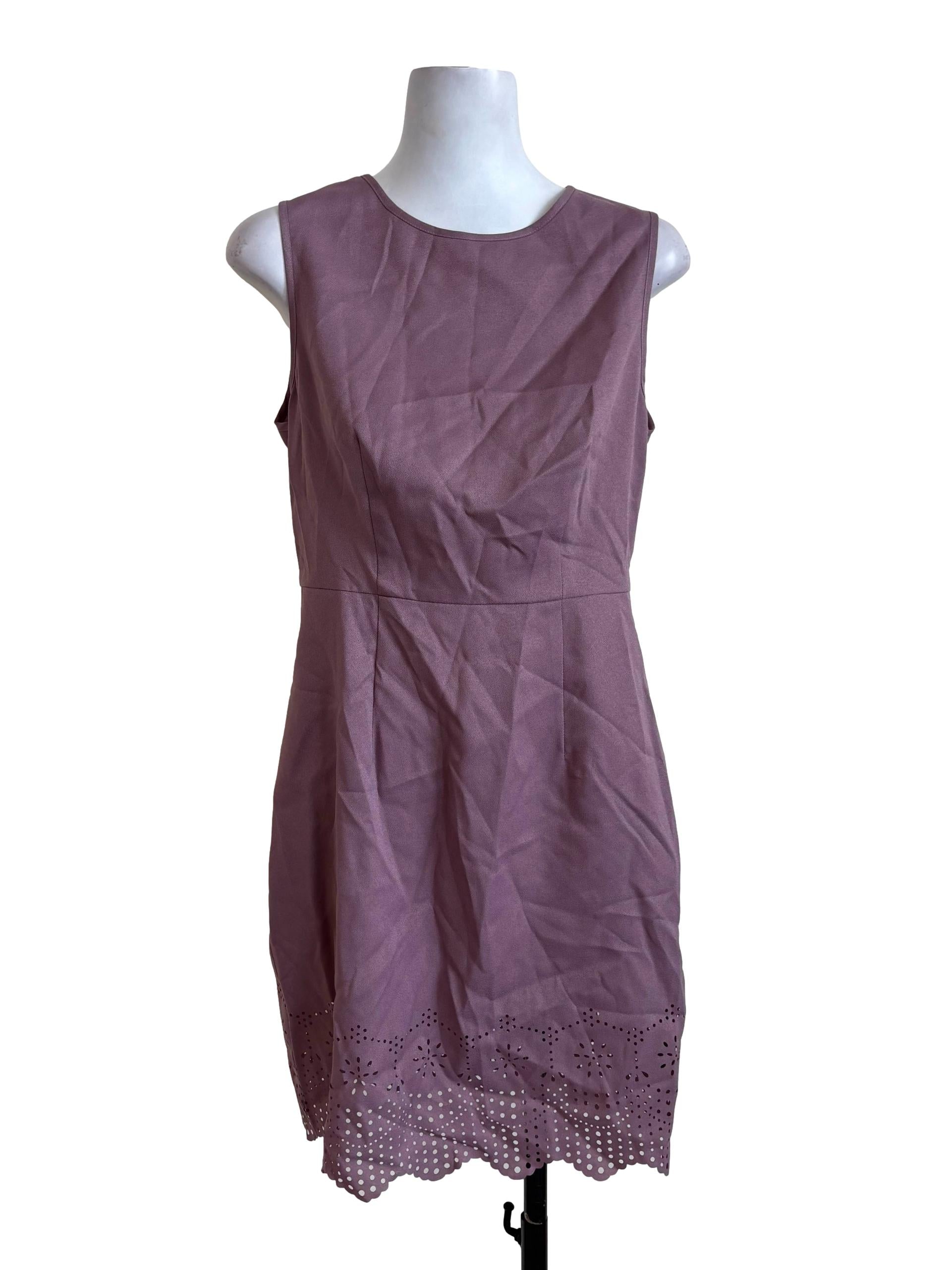 Mauve Eyelet Hem Sheath Dress