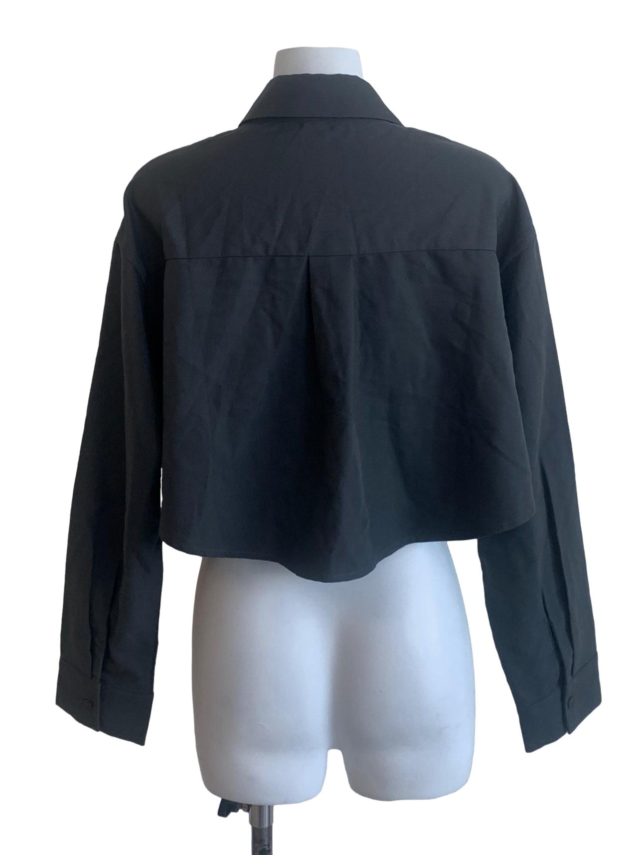 Smoke Grey Collared Crop Top