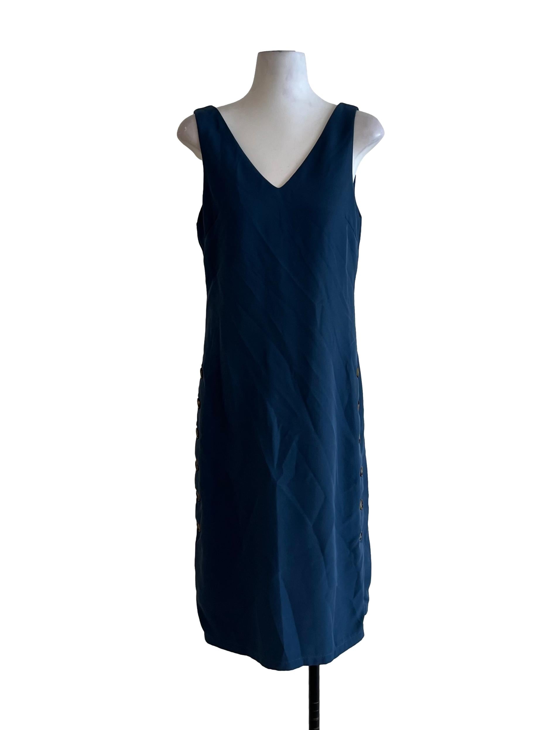 Aegean Blue V-Neckline Sheath Dress