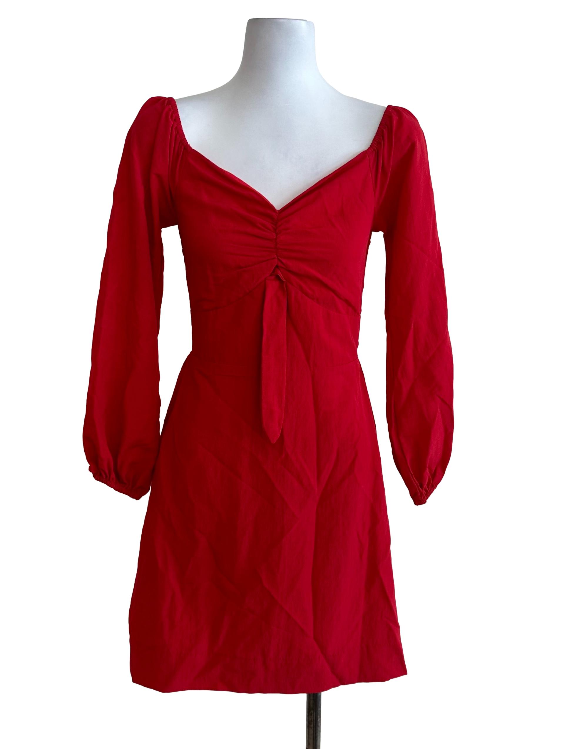 Sashay Red Plain Long Sleeve Dress