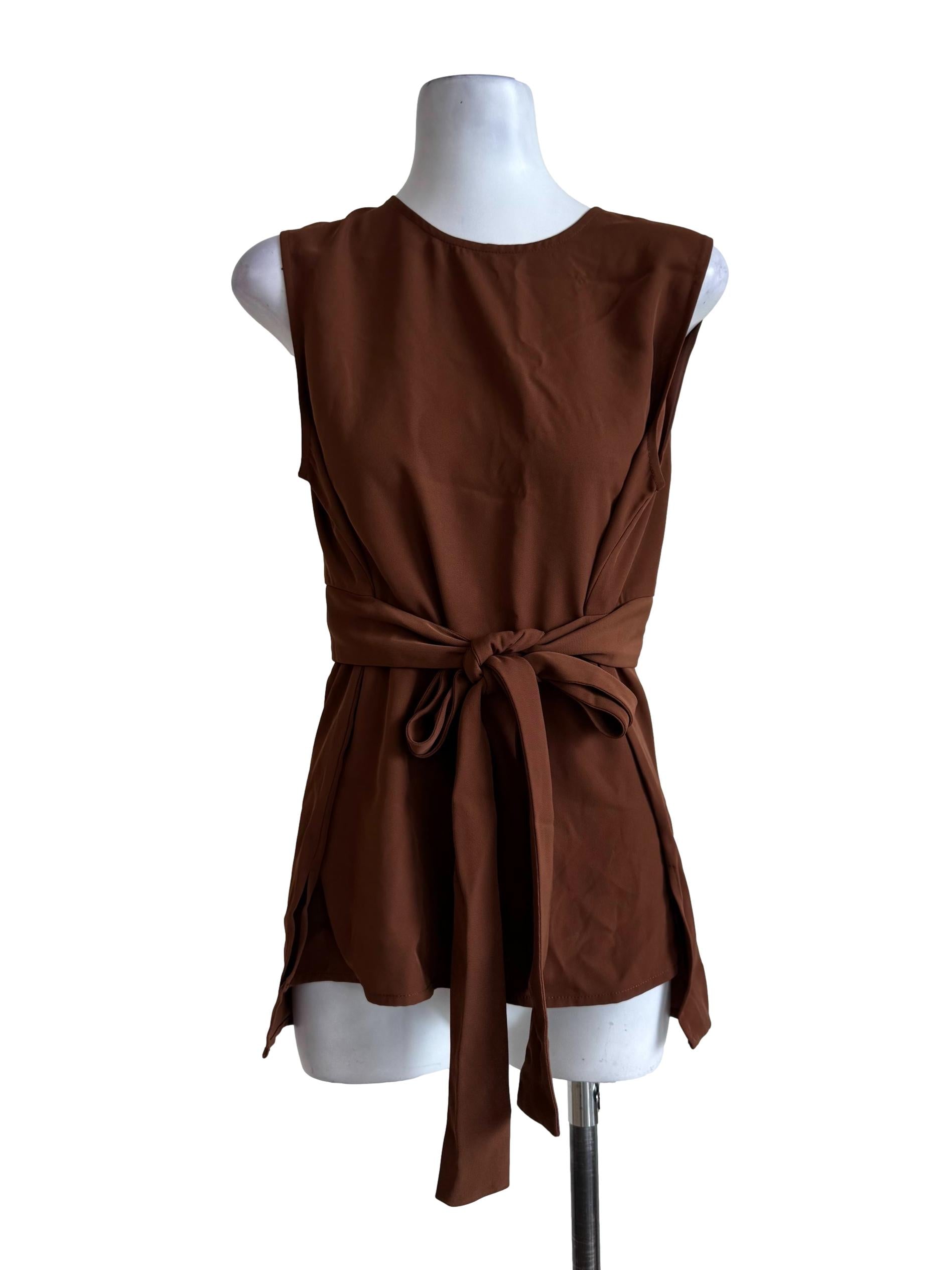 Sepia Brown Round Neck Top