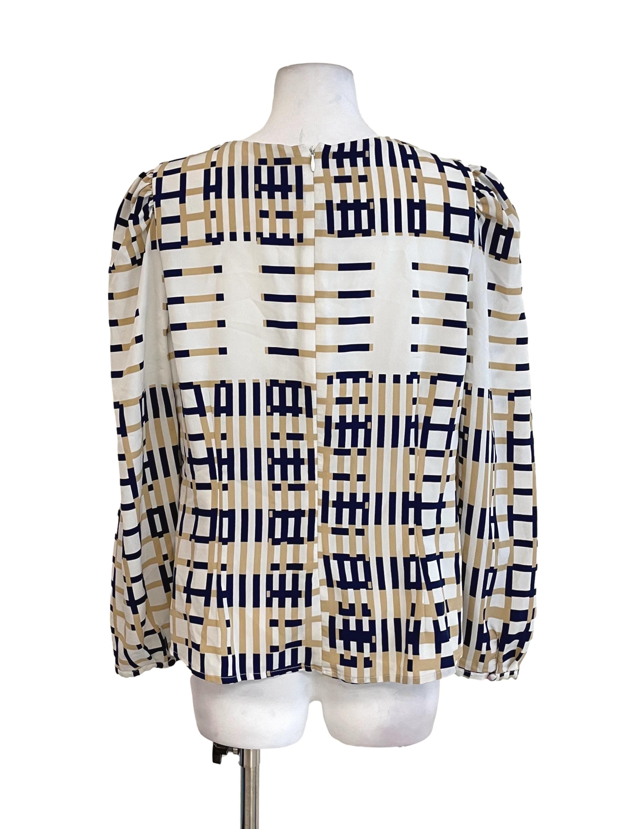 White Graphic Wrap Top