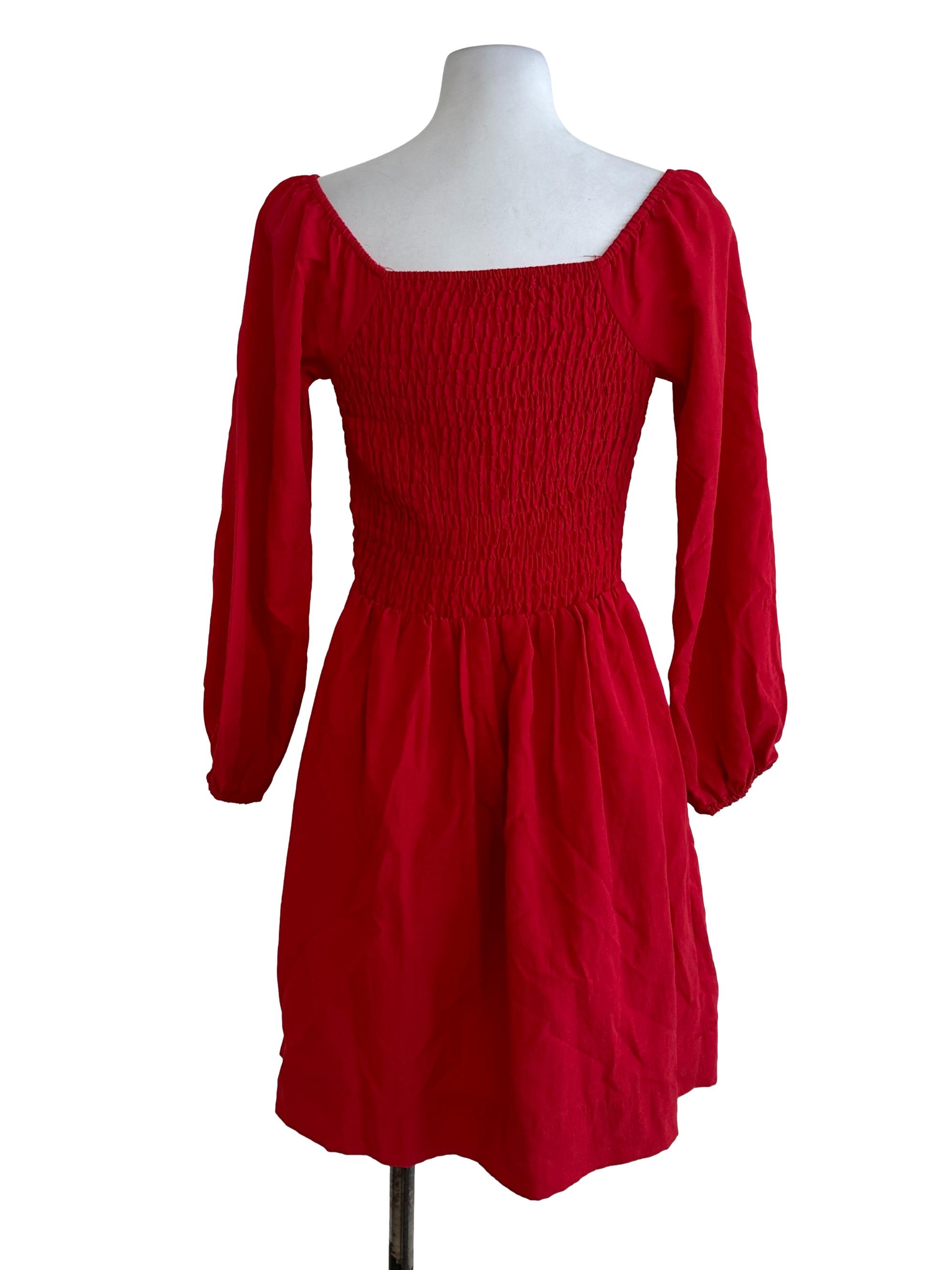Sashay Red Plain Long Sleeve Dress