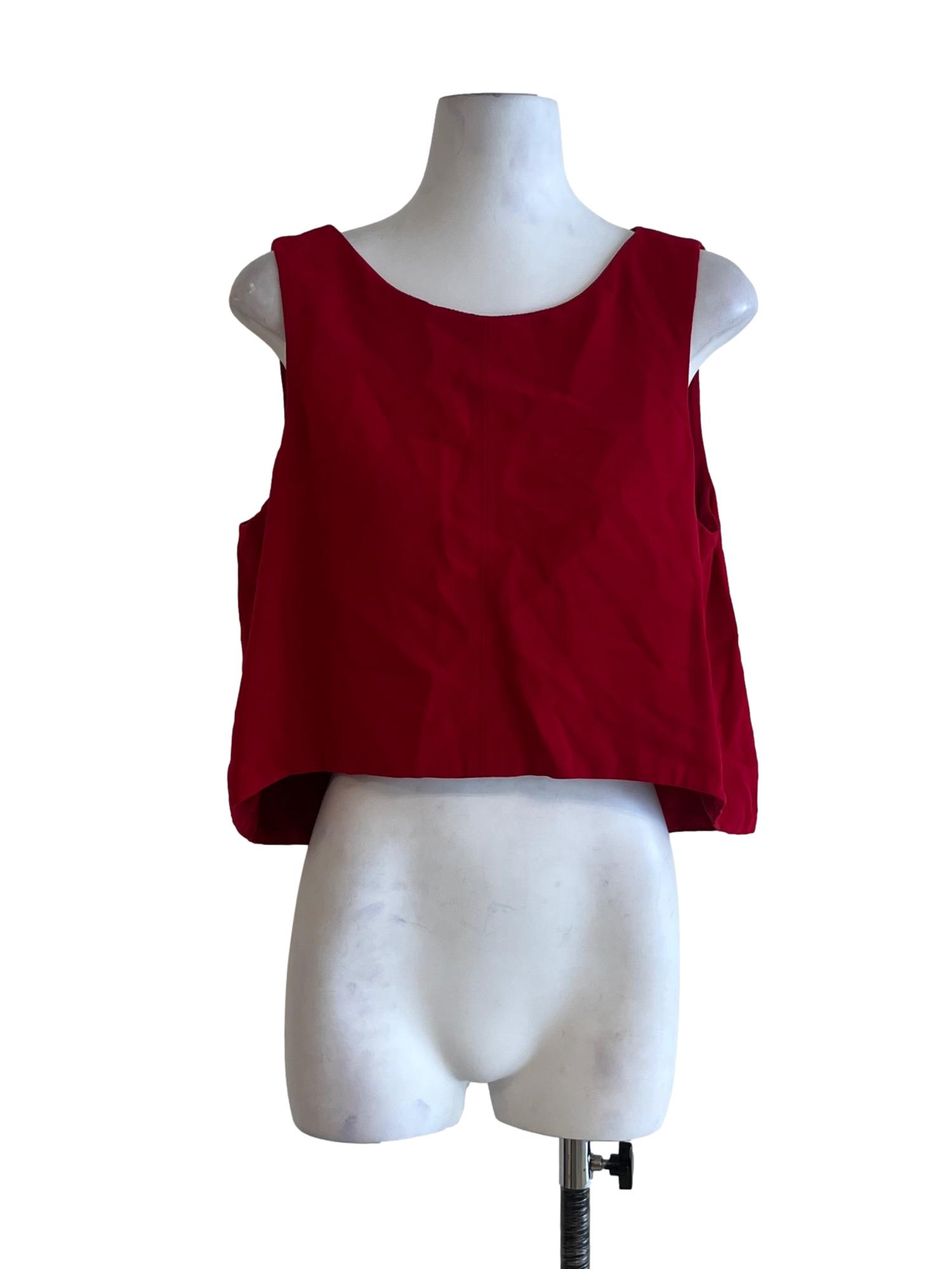 Ruby Red Jewel Neckline Sleeveless Top