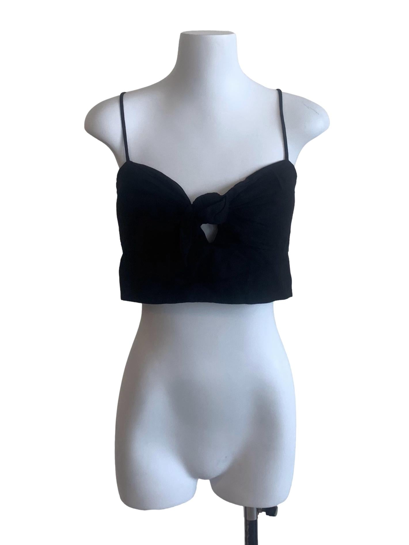 Black Sweetheart Neck Crop Top