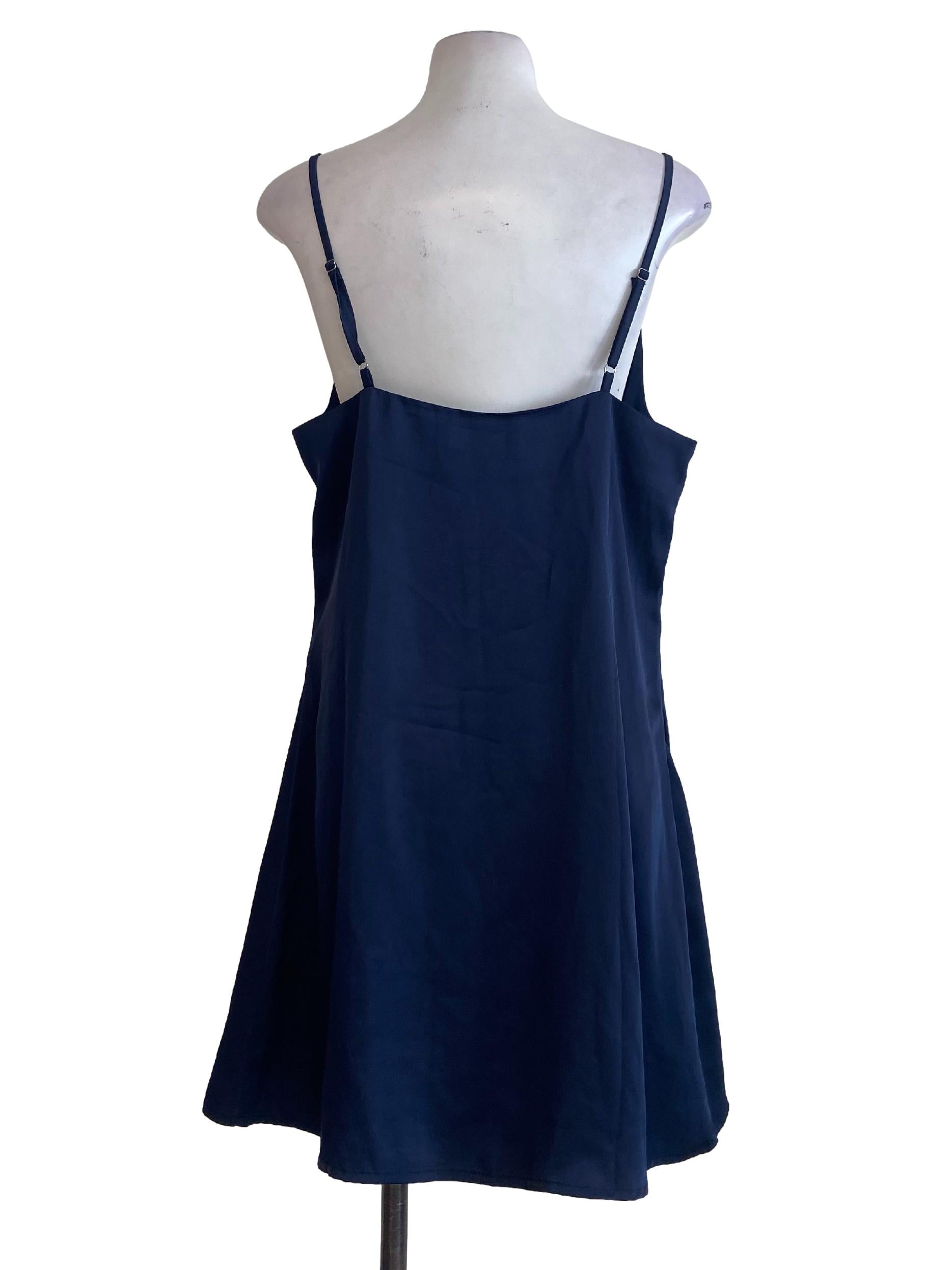 Navy Blue Silk Slip Dress