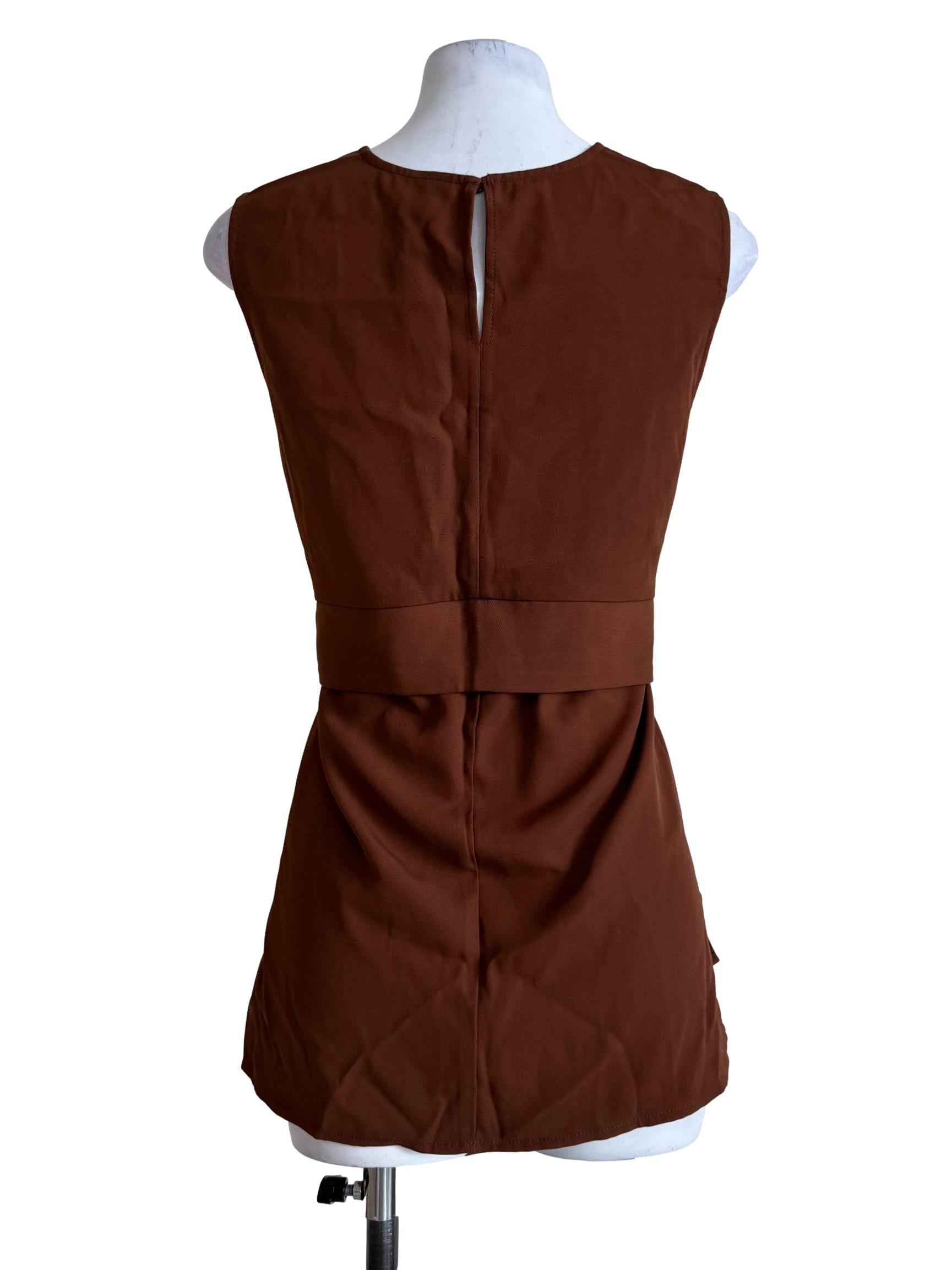 Sepia Brown Round Neck Top