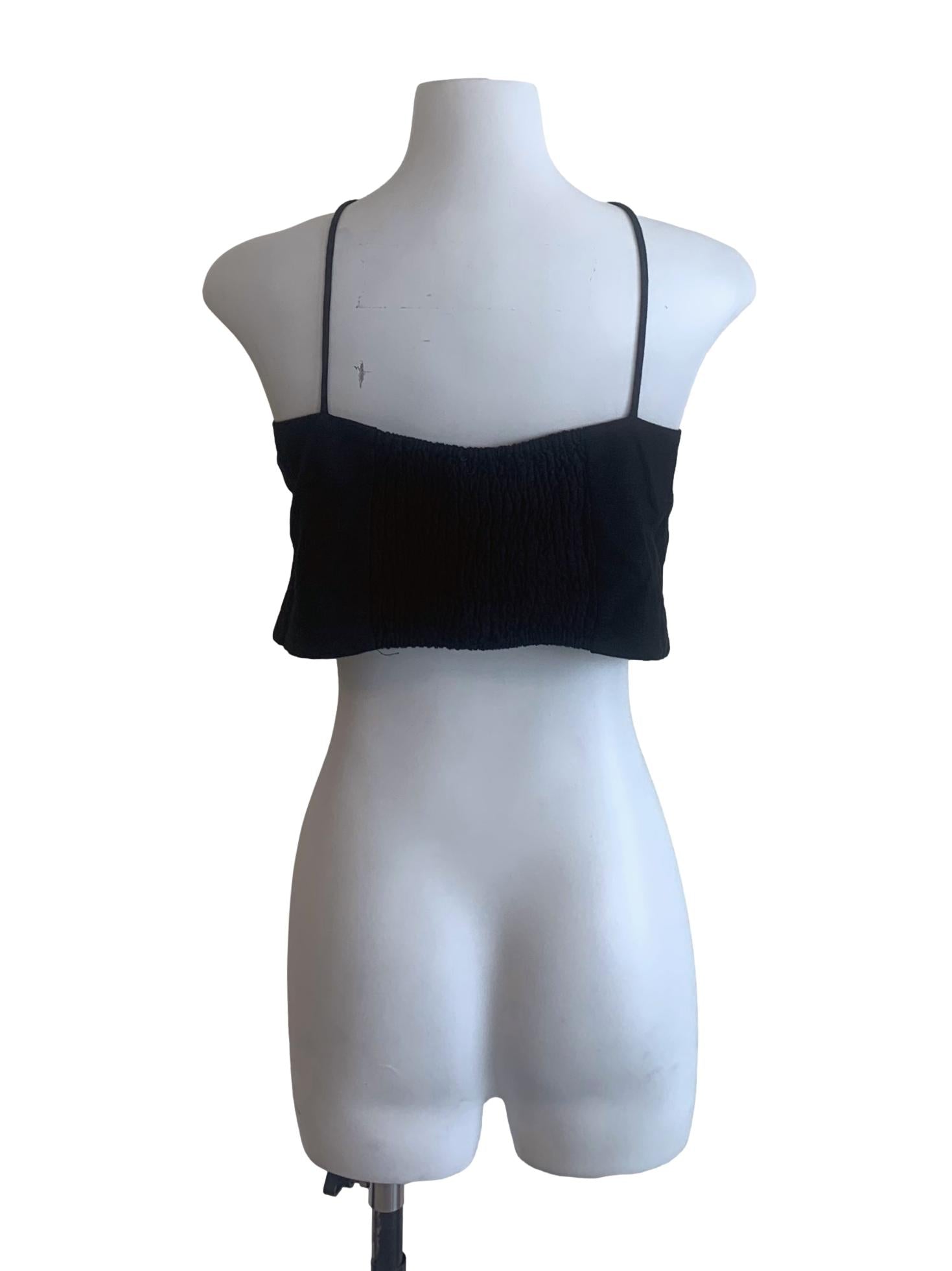 Black Sweetheart Neck Crop Top