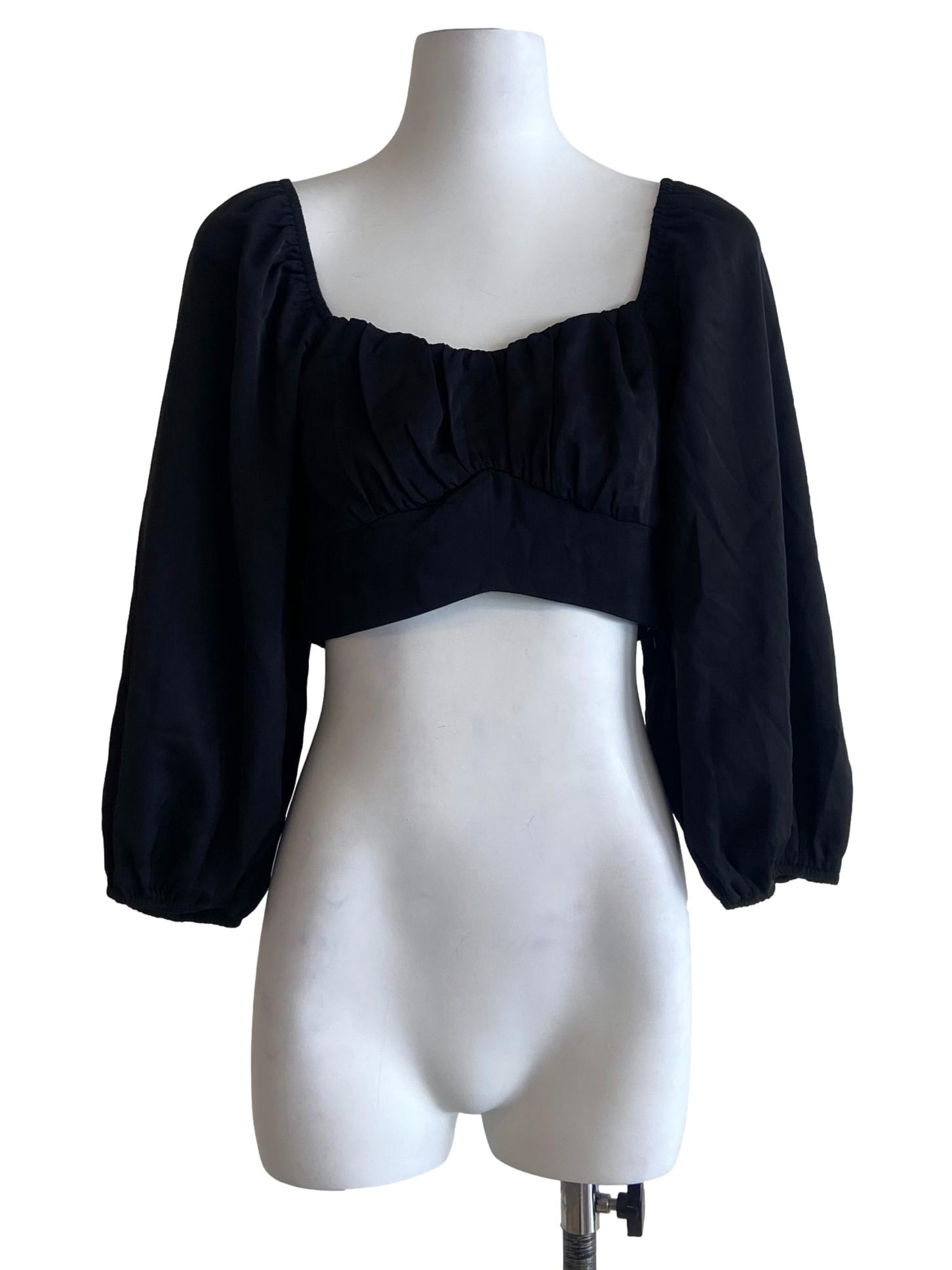 Black Square Neck Crop Top