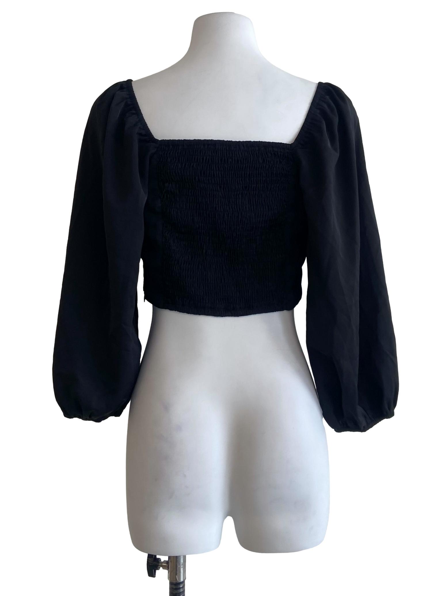 Black Square Neck Crop Top