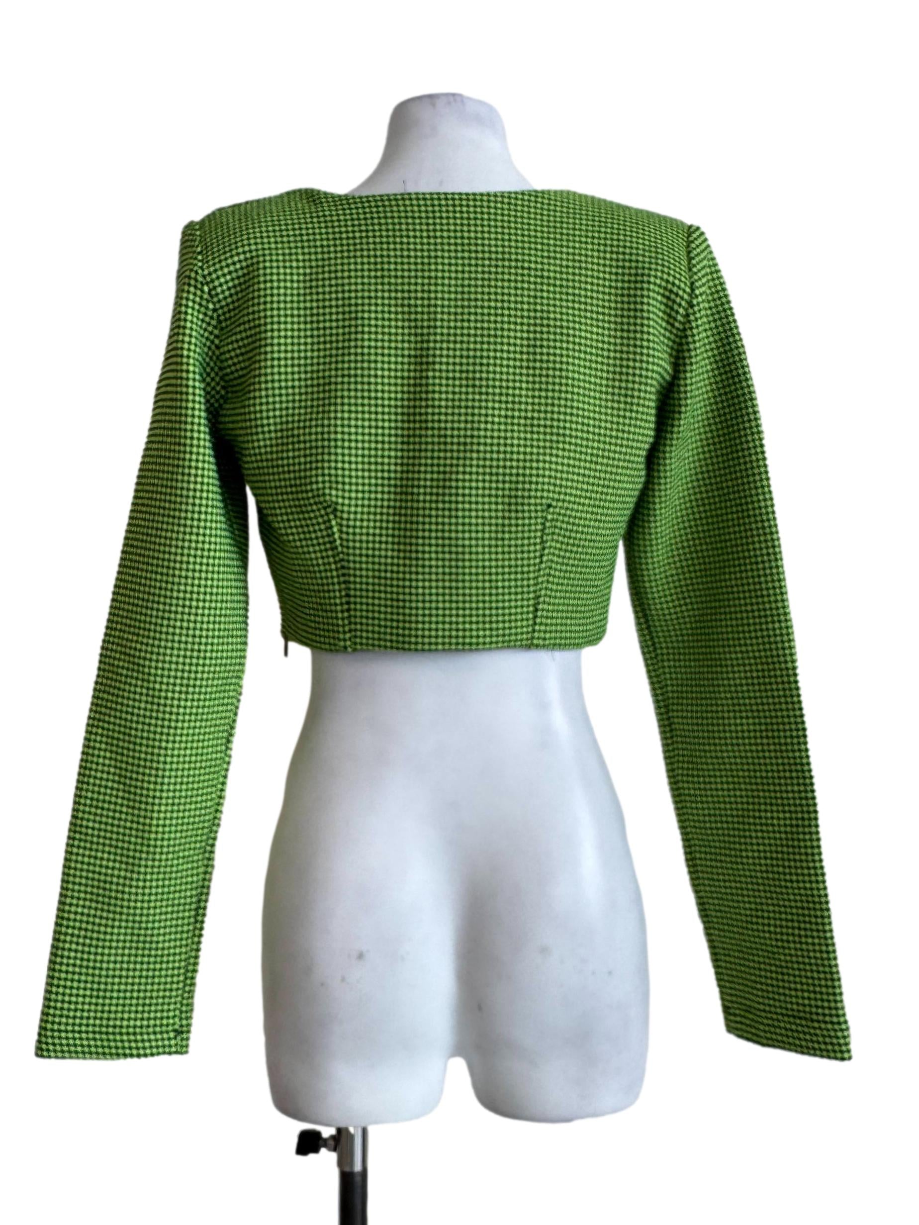 Neon Green Tweet Long Sleeve Crop Top