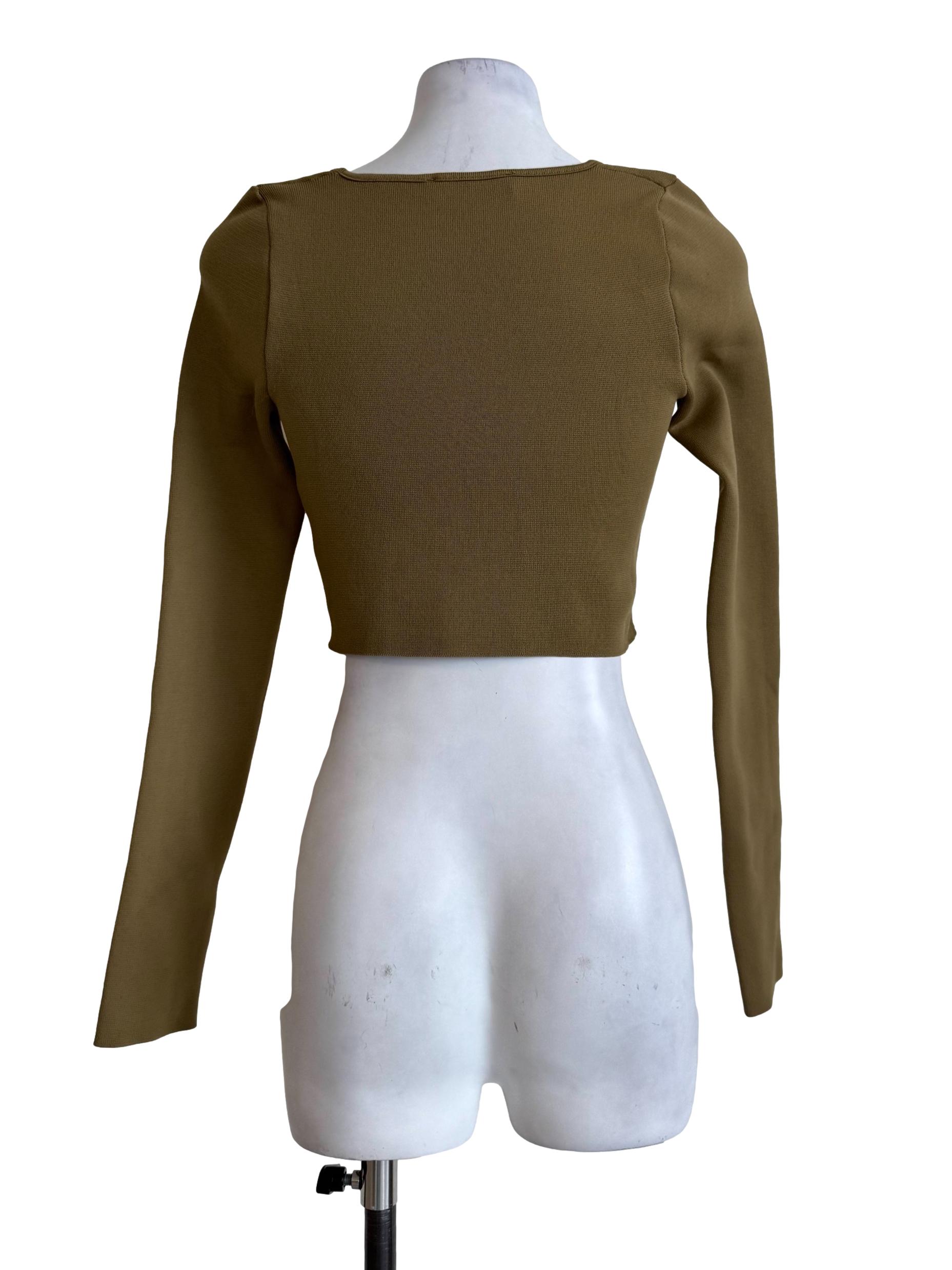 Golden Brown Square Neck Crop Top
