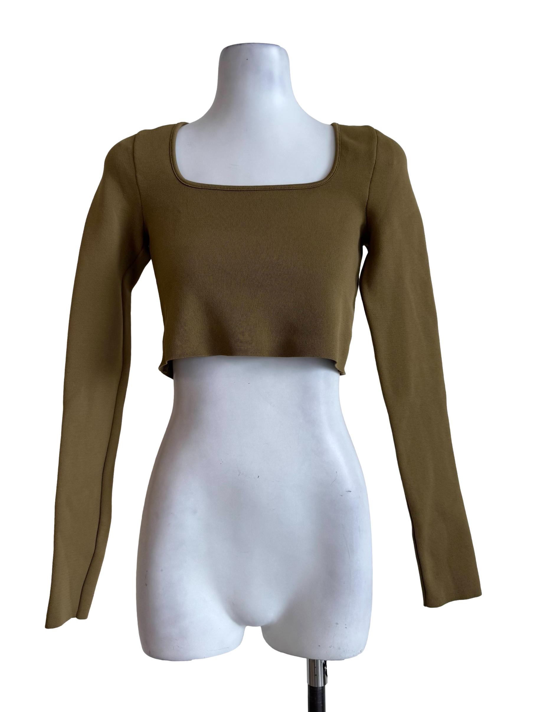 Golden Brown Square Neck Crop Top