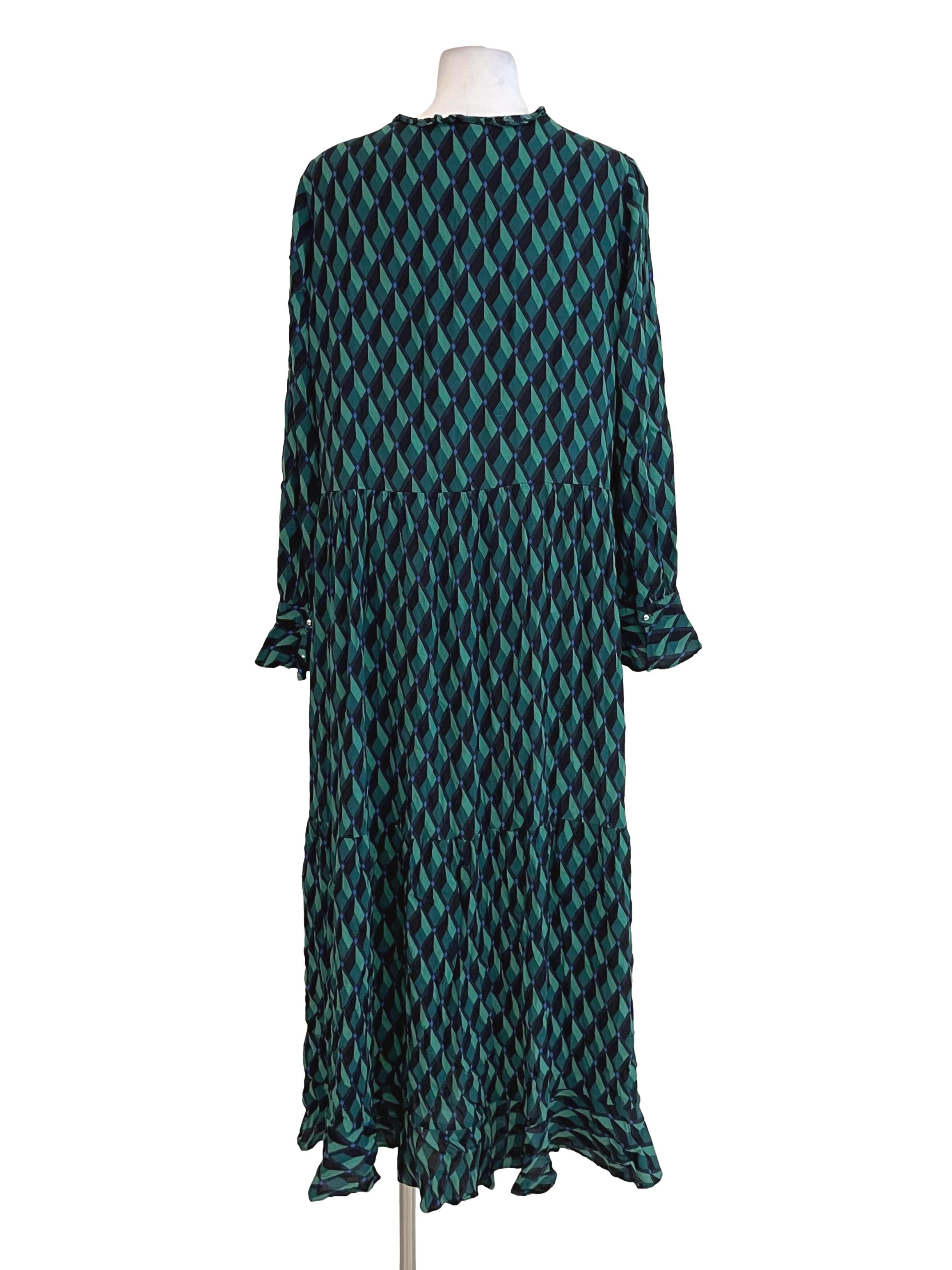 Black & Green Geo Graphic Dress