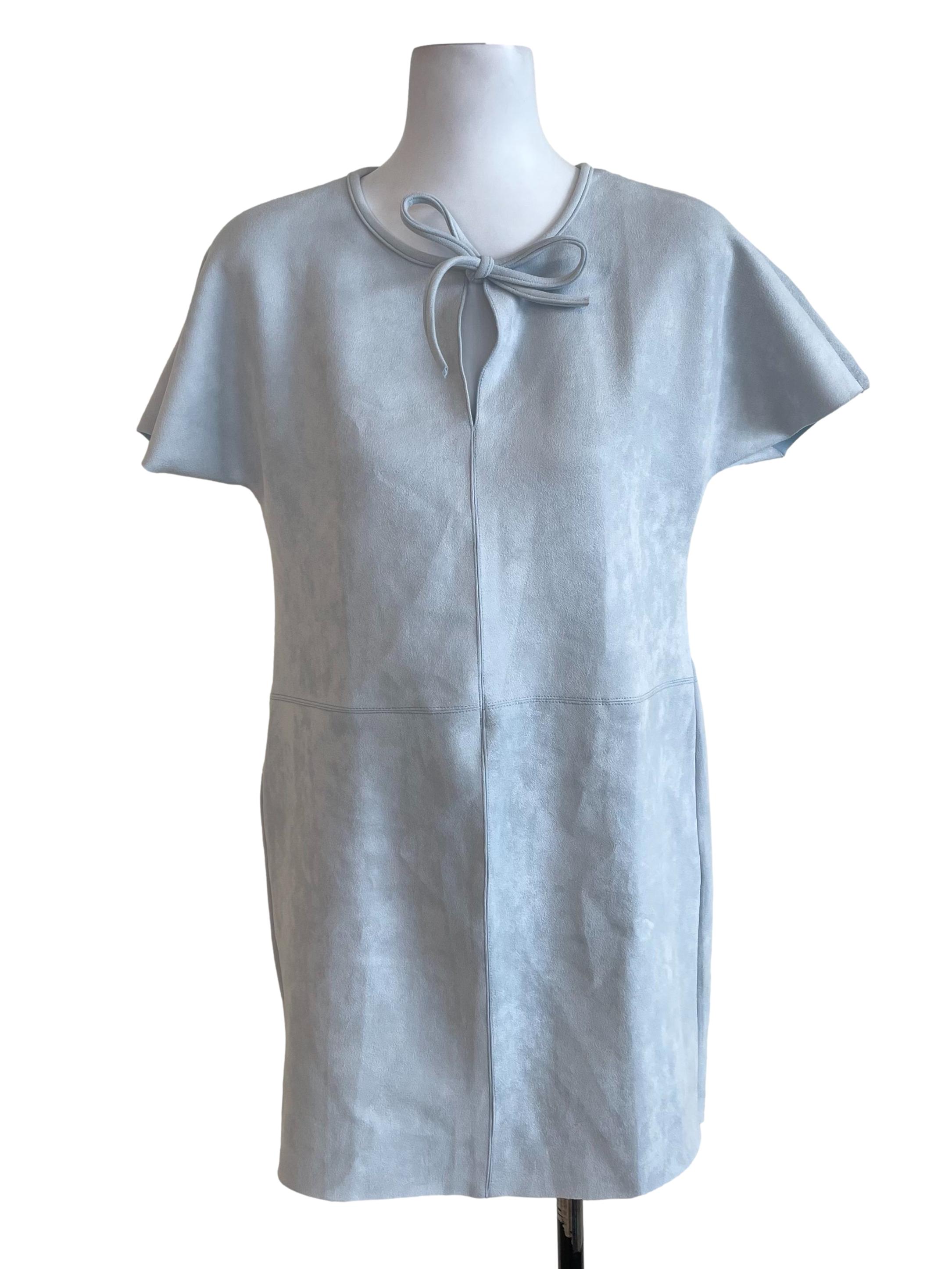 Baby Blue Suede Bat Sleeves Dress