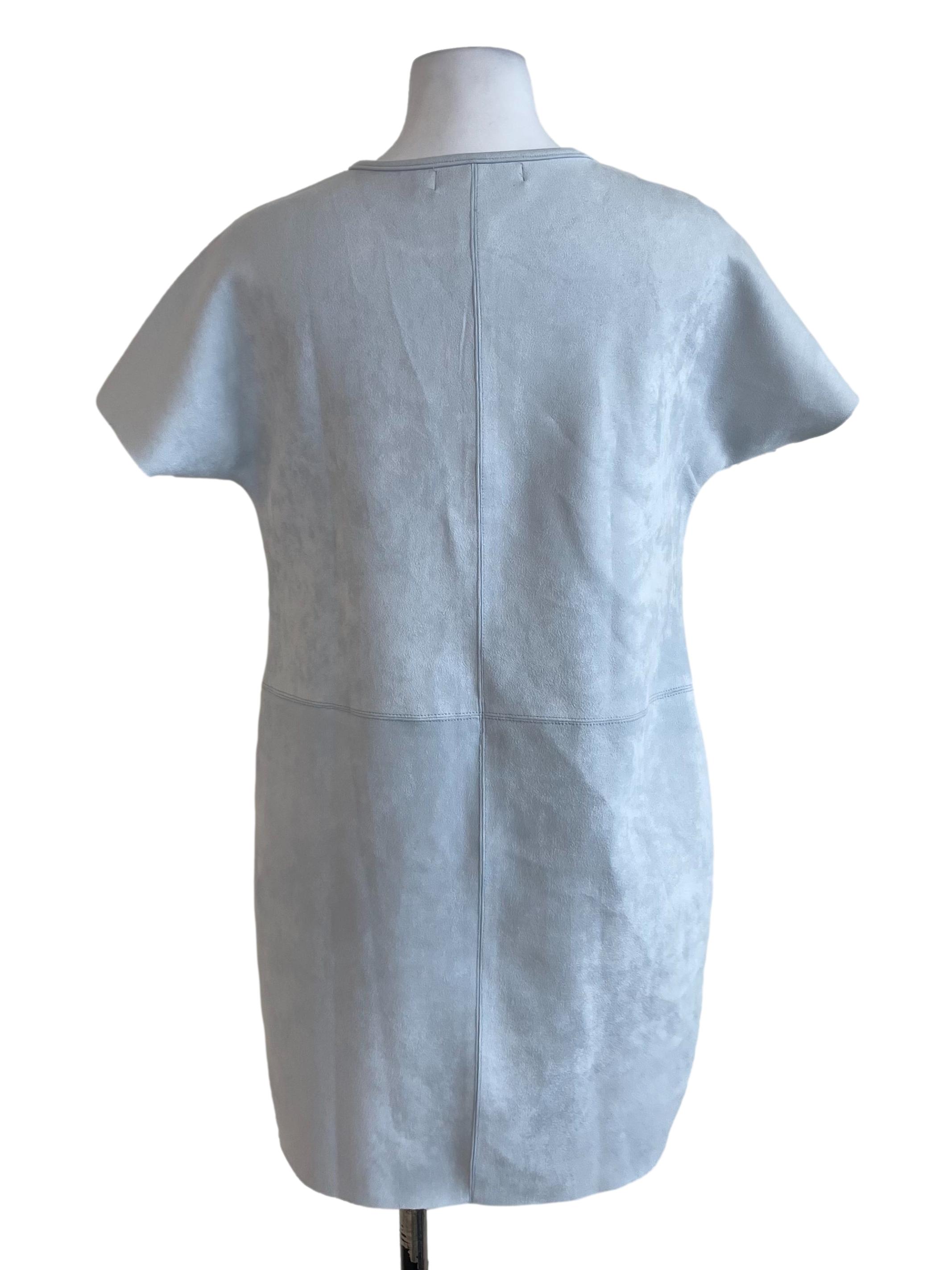 Baby Blue Suede Bat Sleeves Dress