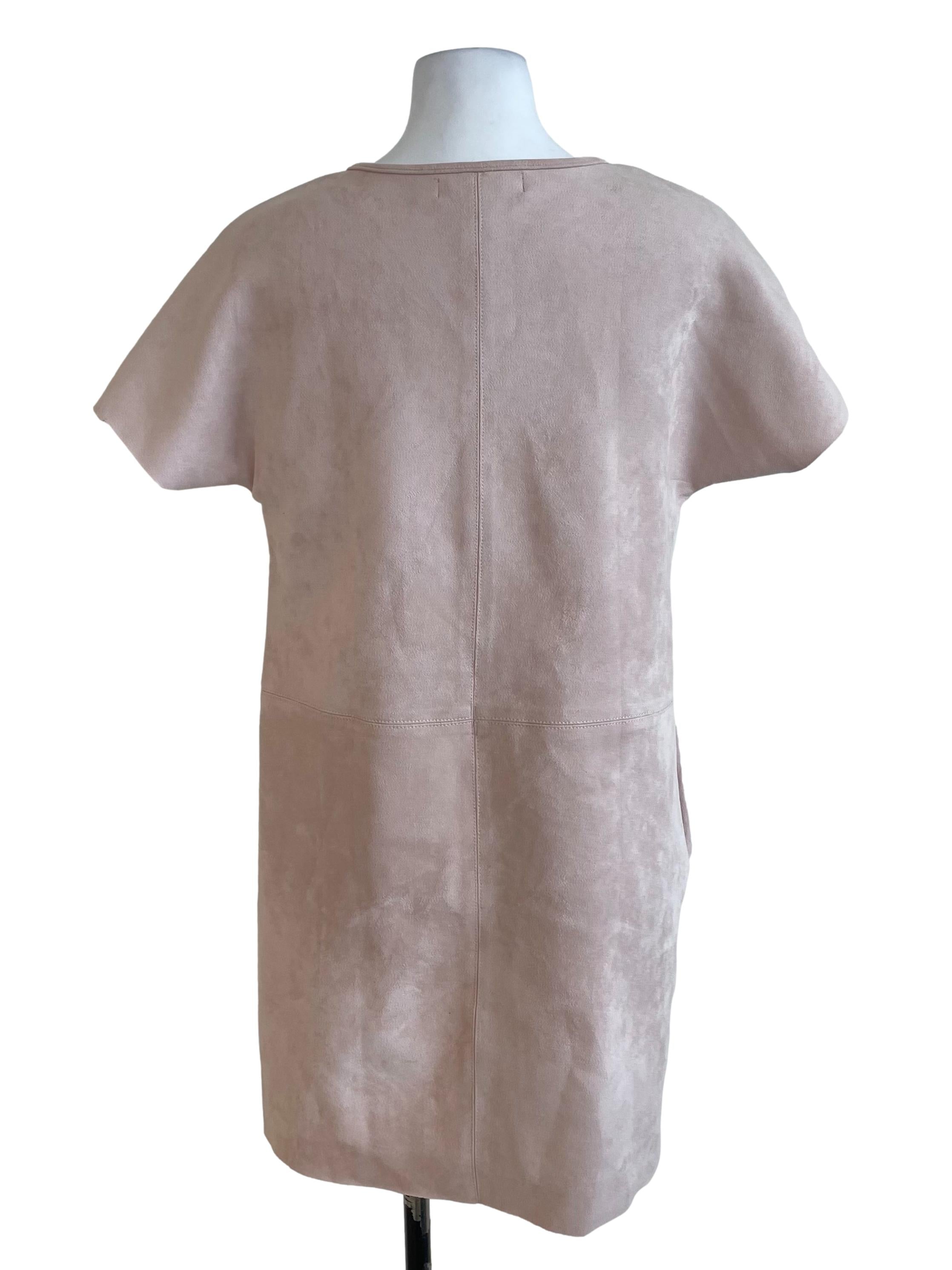 Baby Pink Suede Bat Sleeves Dress