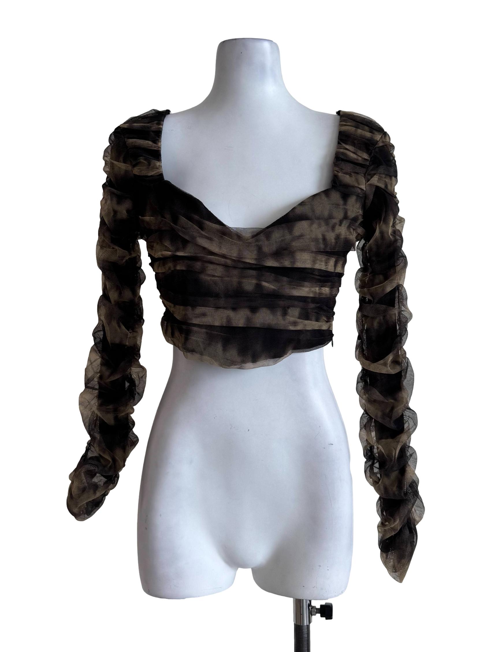 Bee Stripes Long Sleeve Crop Top