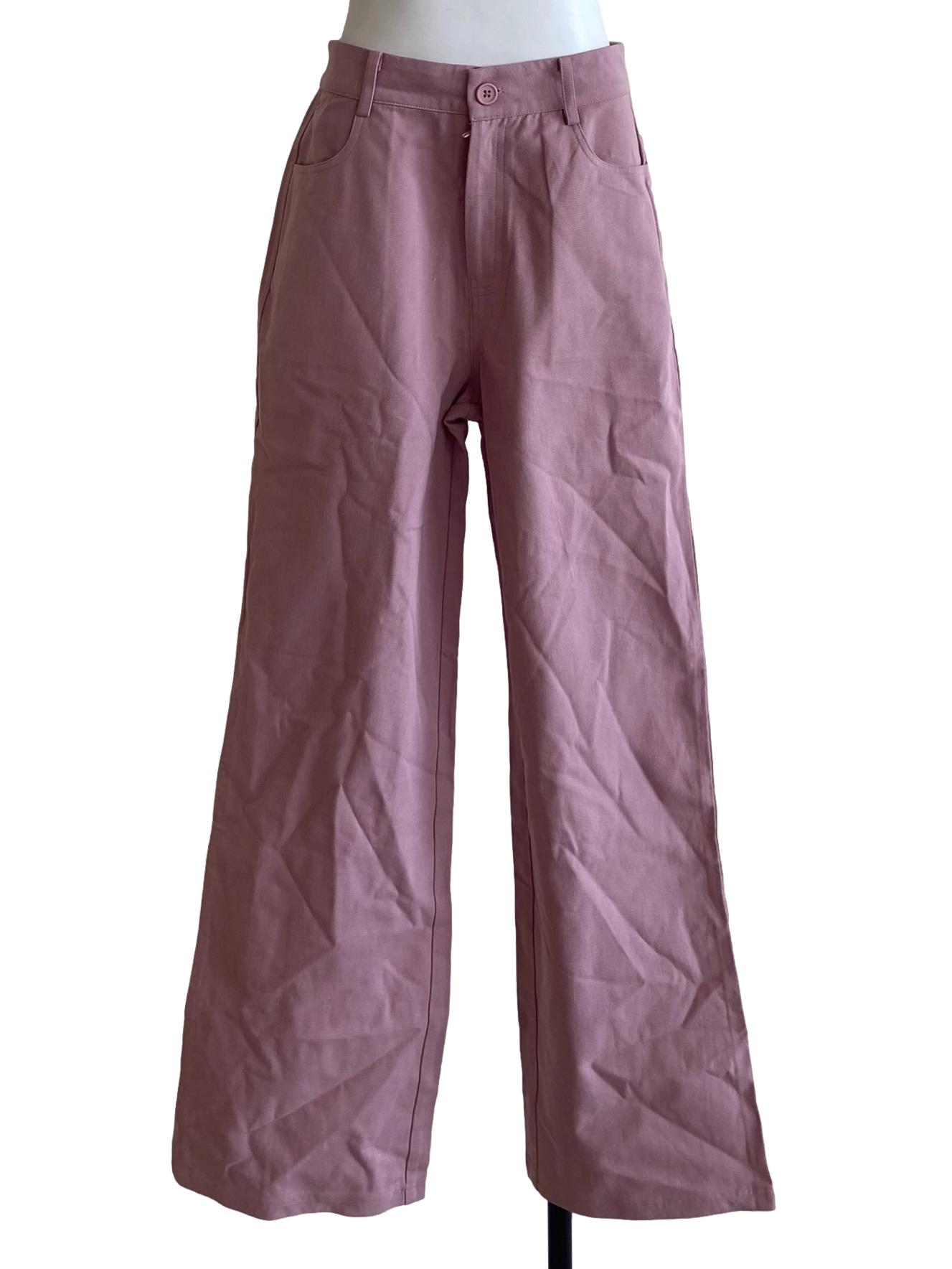 Pink Herringbone Straight Jeans