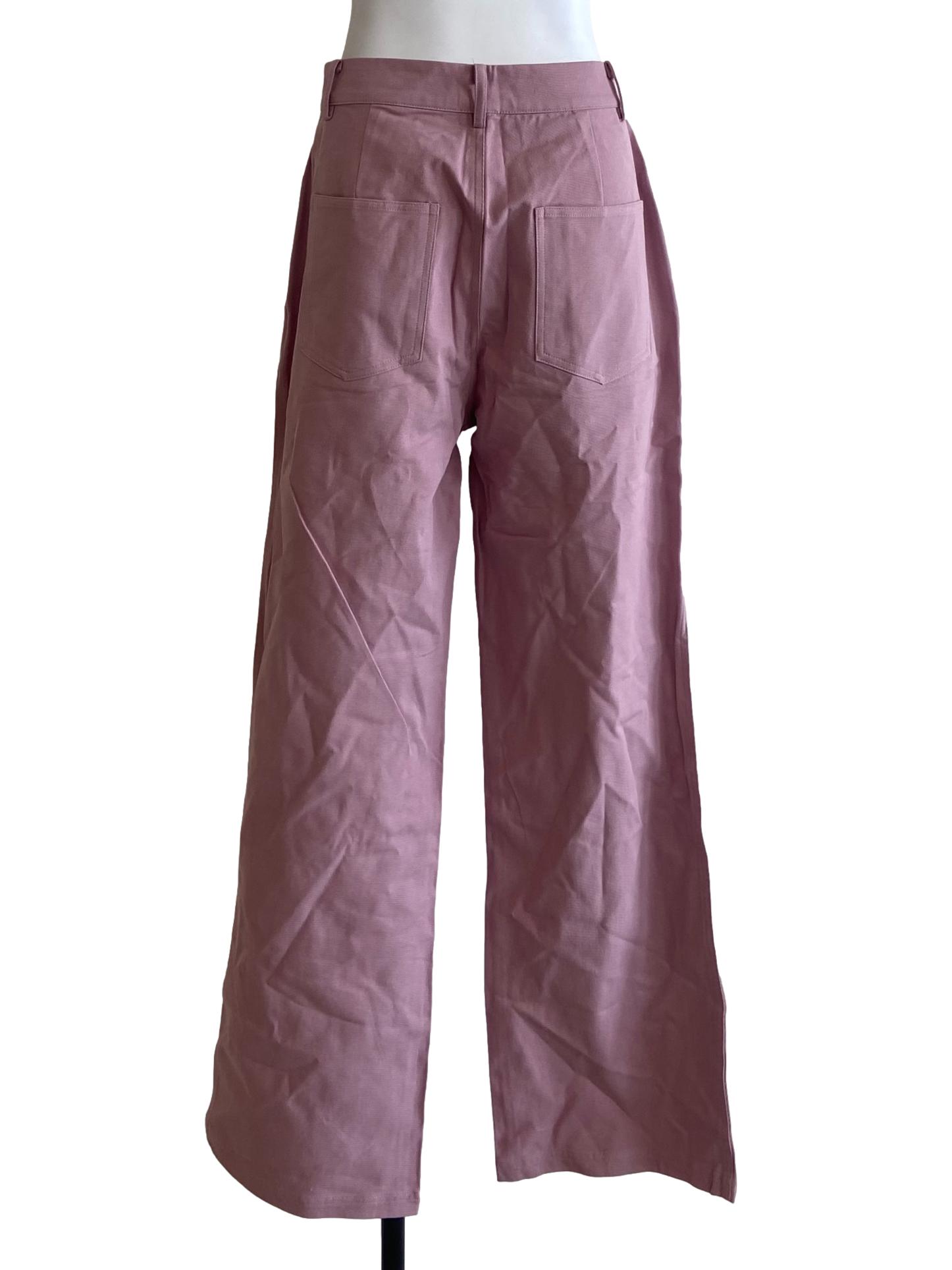 Pink Herringbone Straight Jeans