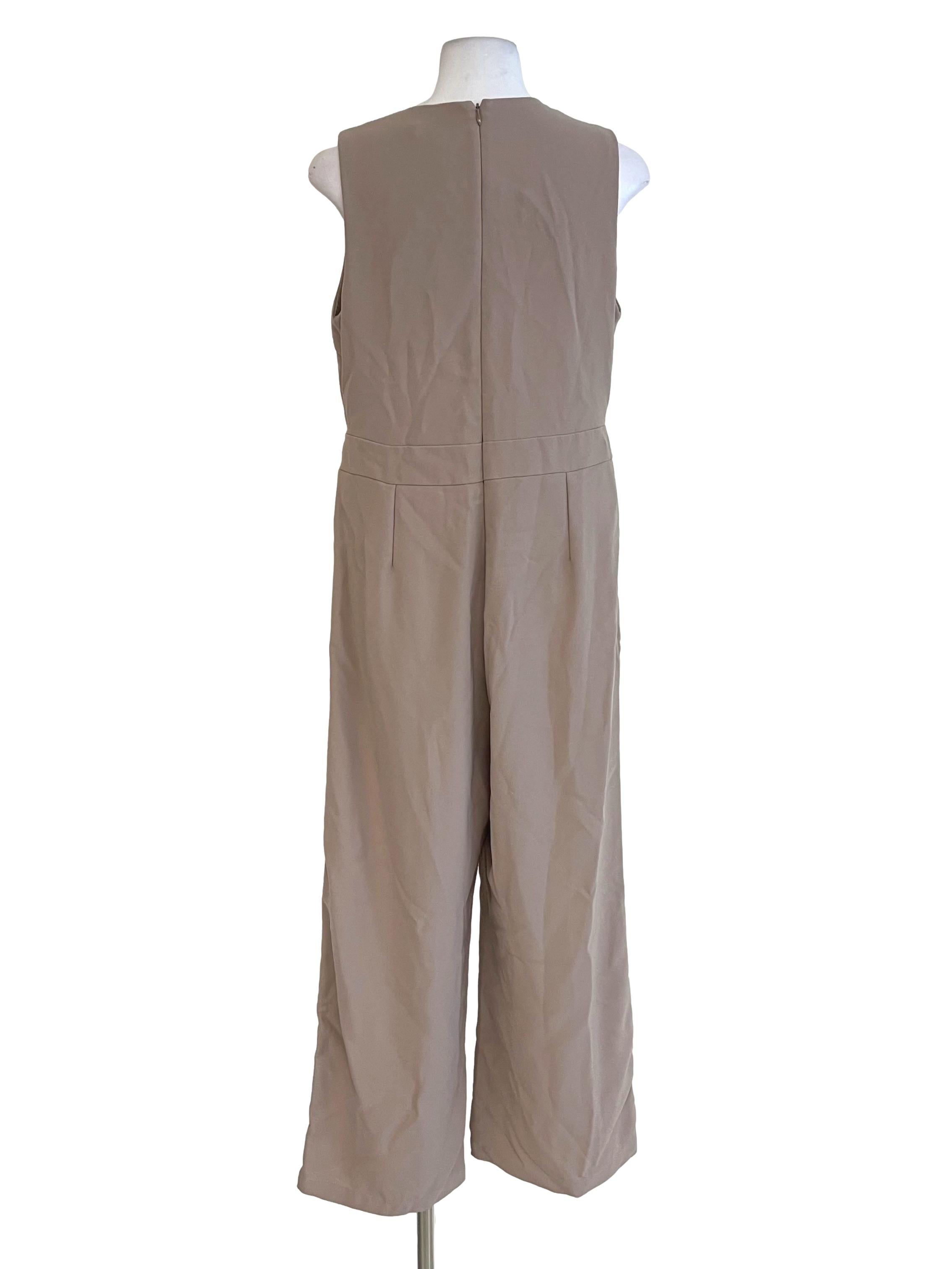 Latte V Neck Formal Jumpsuit