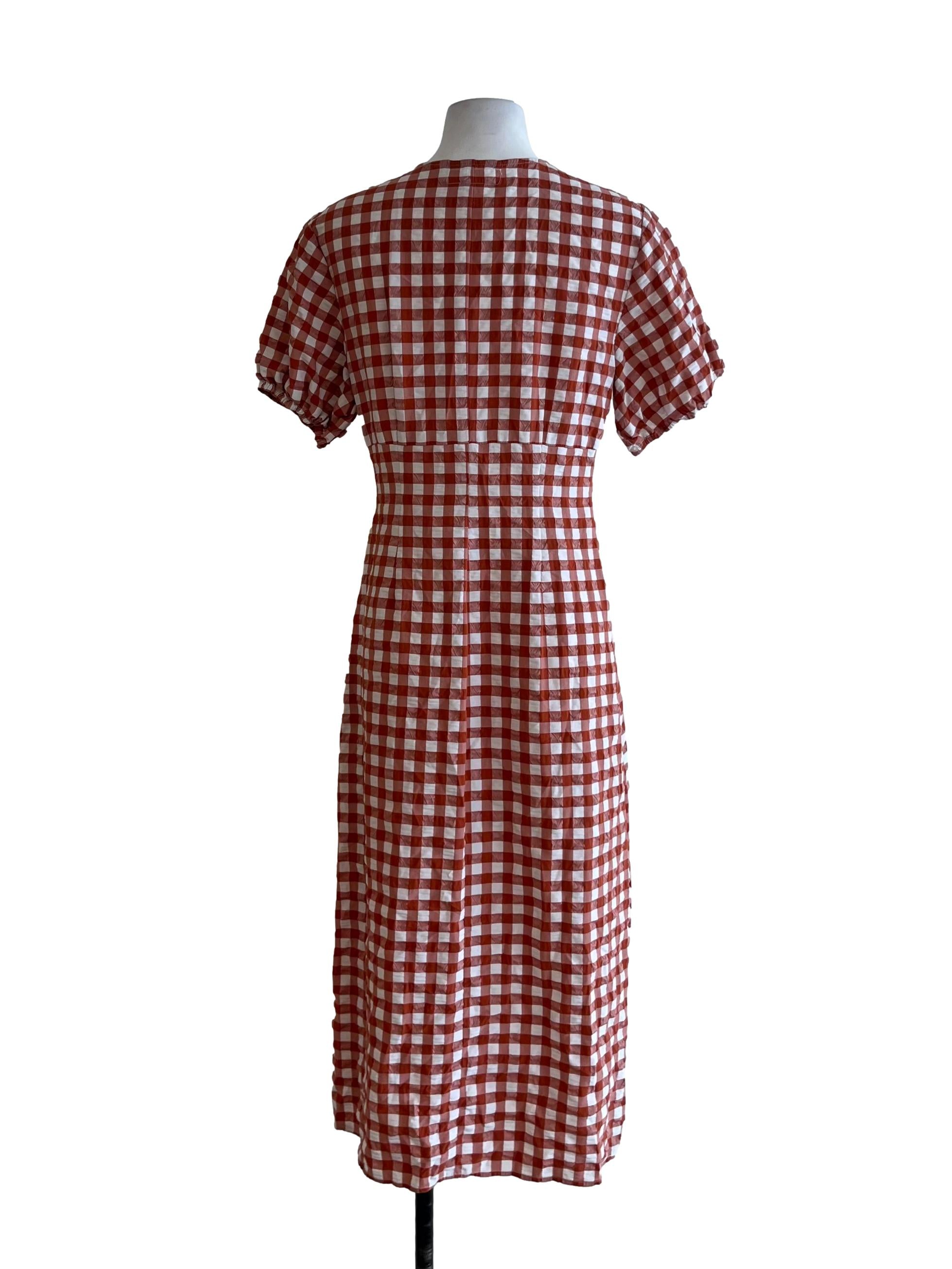 Amber Orange Gingham Empire Dress