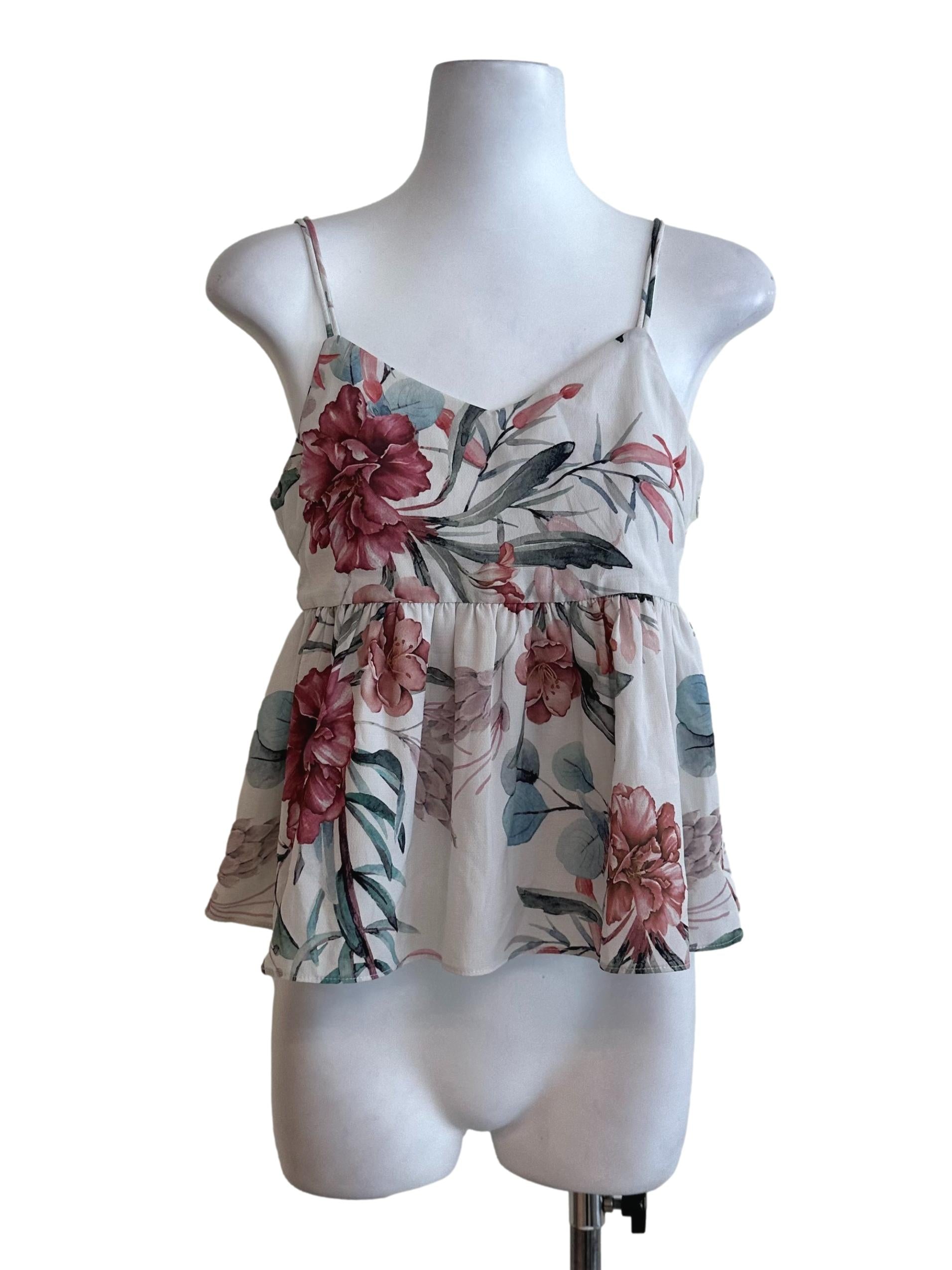 Pearl White Floral Pattern Top TCL