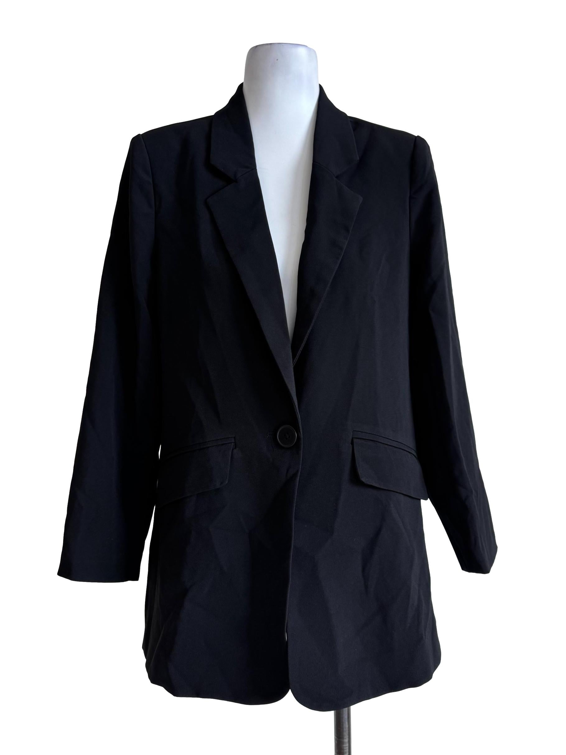 Ant Black One Button Blazer