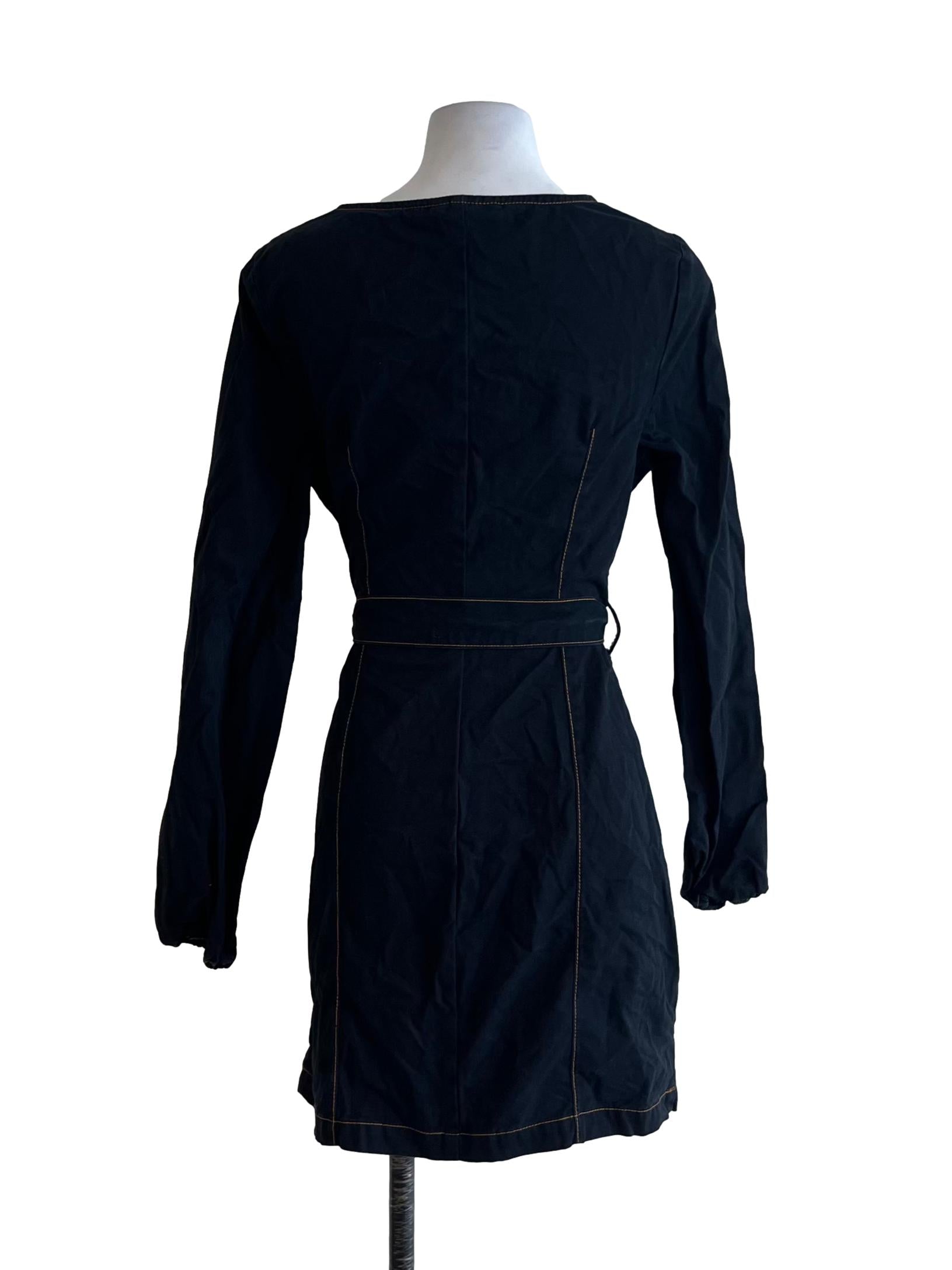 Black Square Neckline Empire Dress