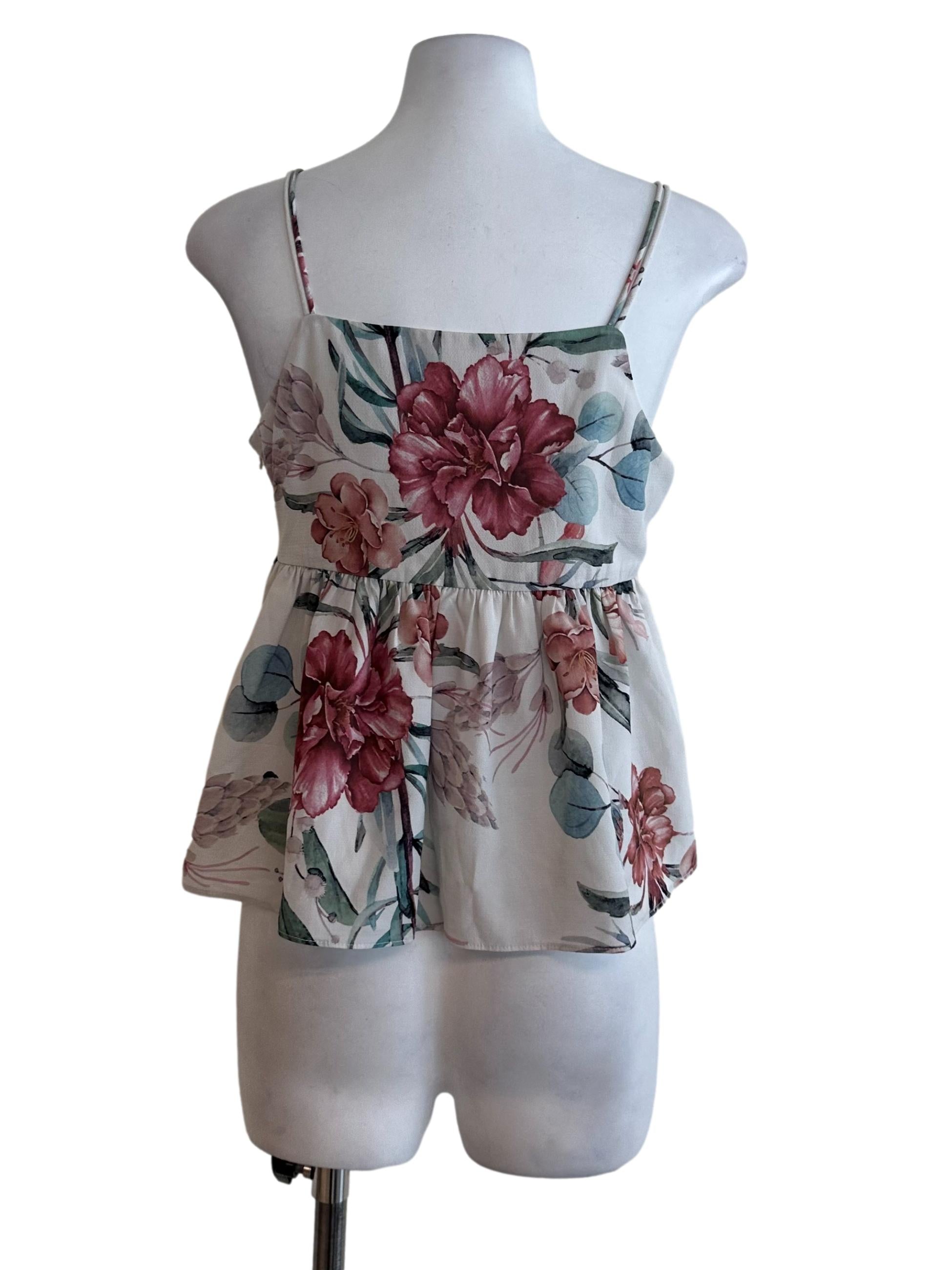 Pearl White Floral Pattern Top TCL