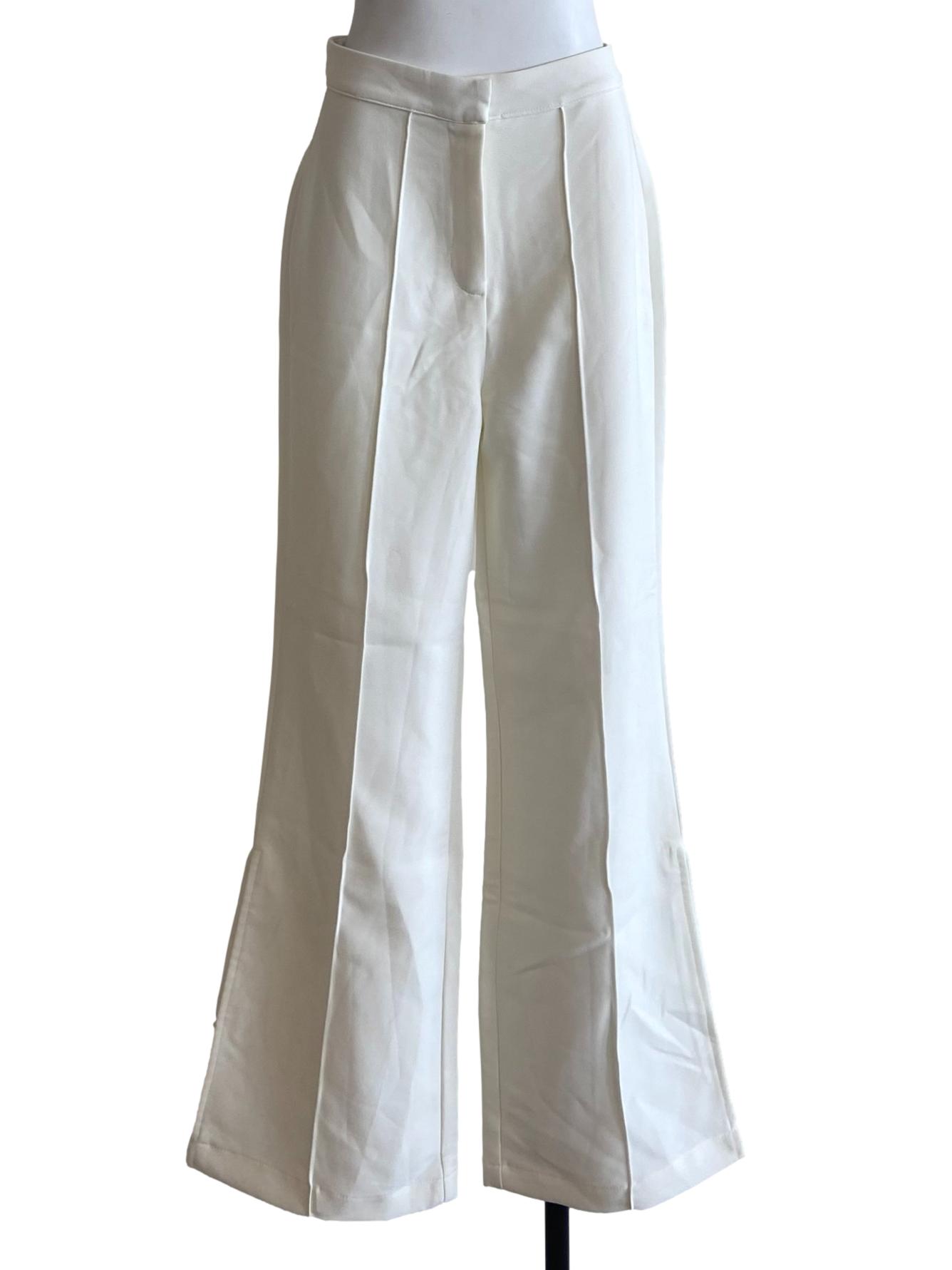 White Slit Flare Pants