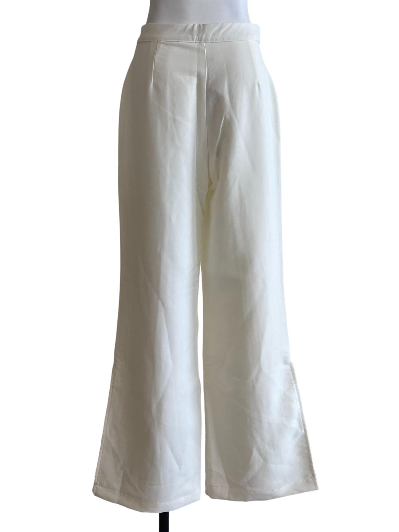 White Slit Flare Pants