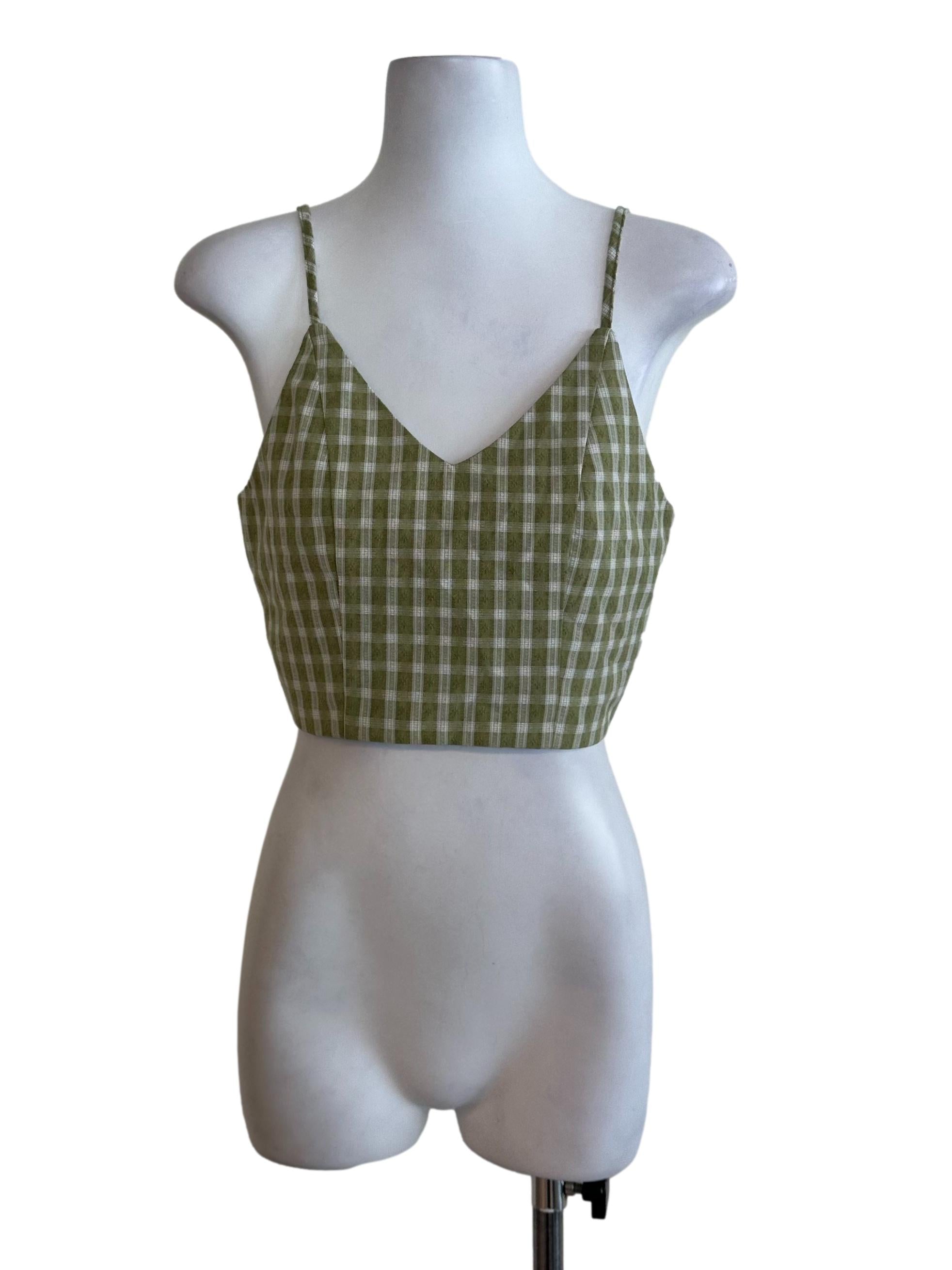 Lime Green Plaid Top