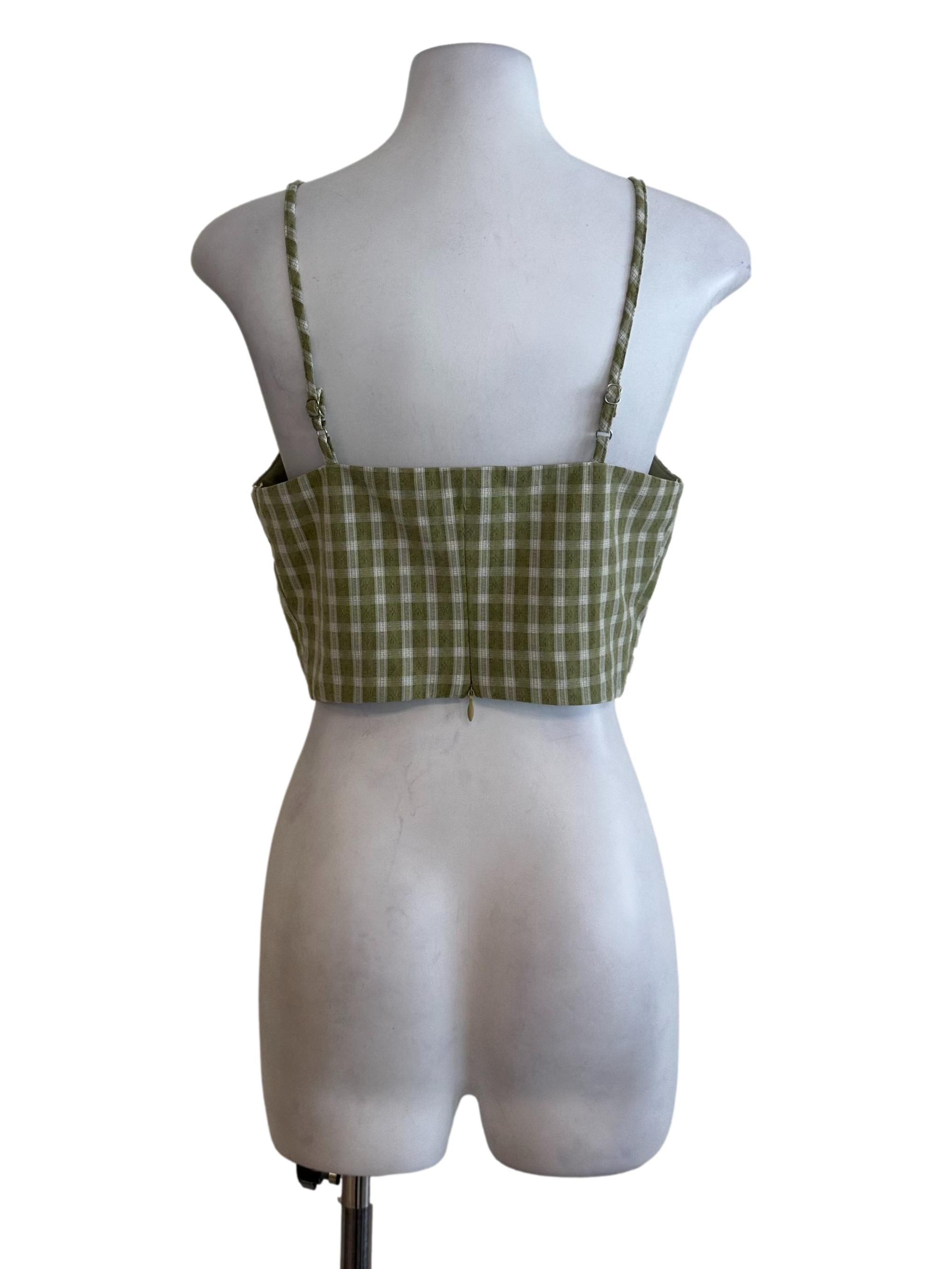 Lime Green Plaid Top