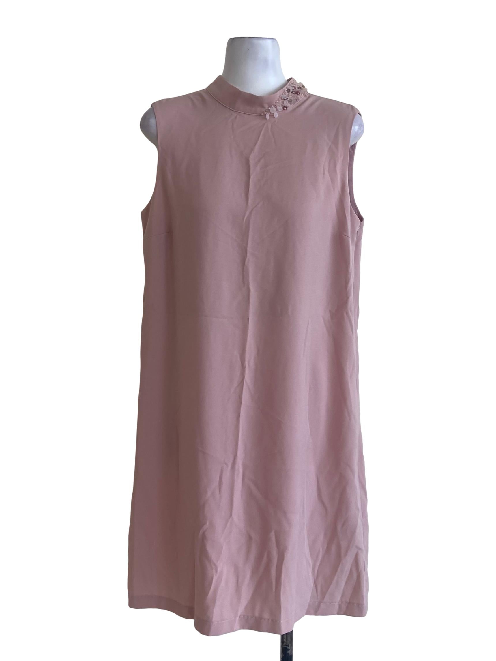 Rose Pink Halter Neck Shift Dress