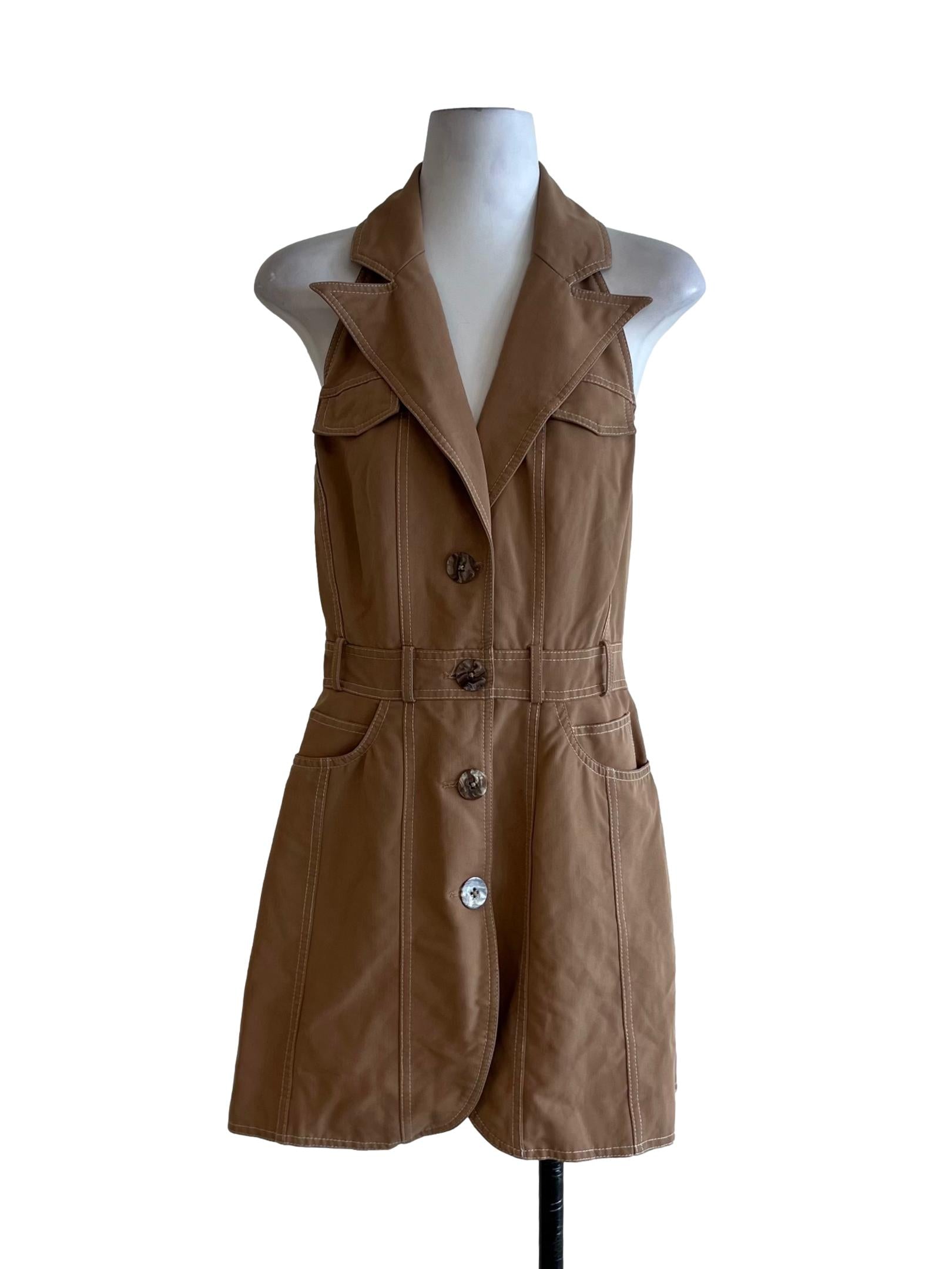 Tortilla Brown Wing Collar A-Line Dress