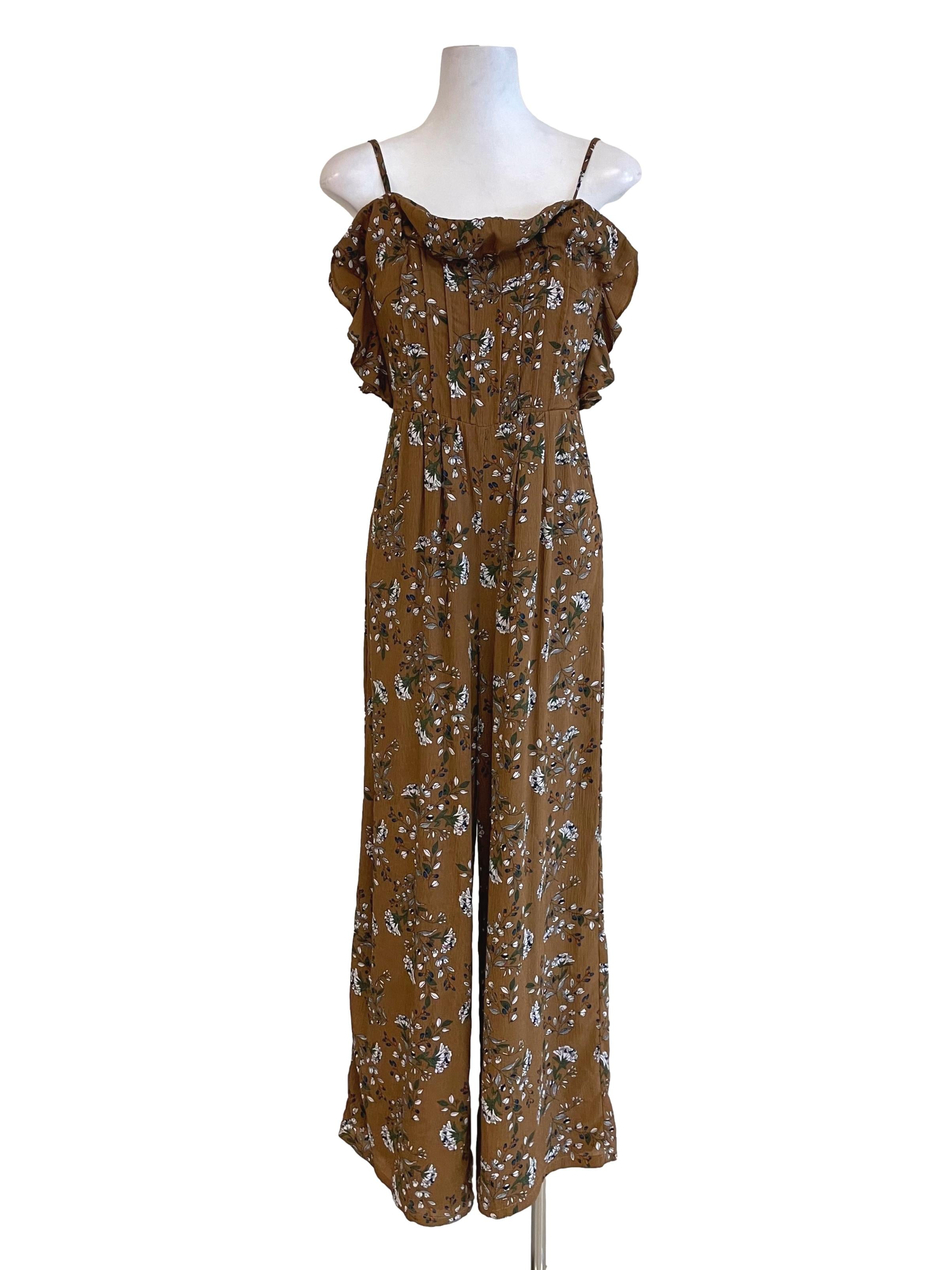 Peanut Floral Pleated Cami Jumpsuit