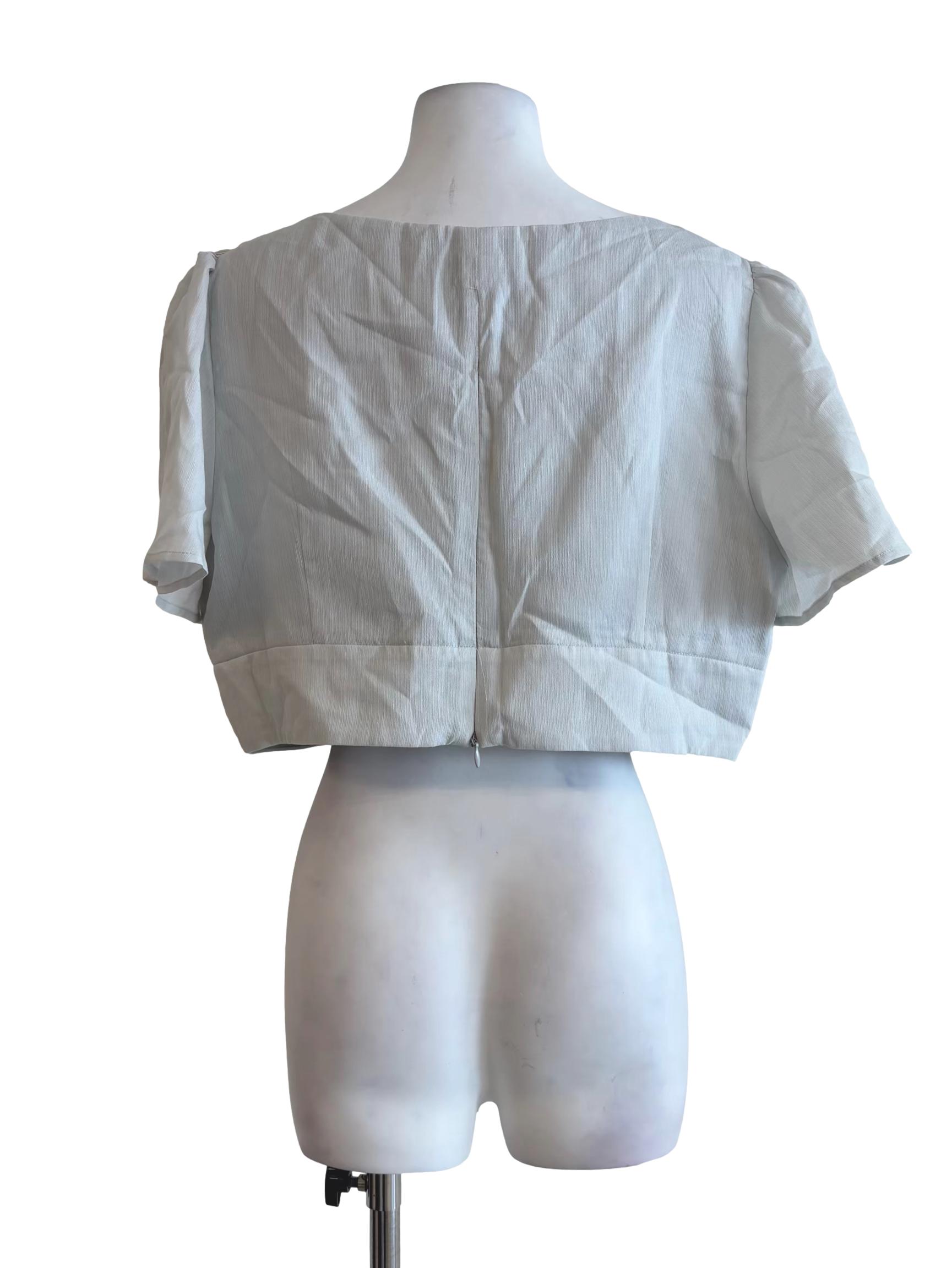 Chrome Grey Square Neck Crop Top