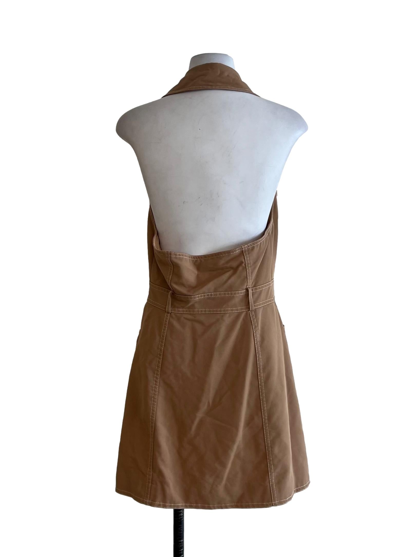 Tortilla Brown Wing Collar A-Line Dress